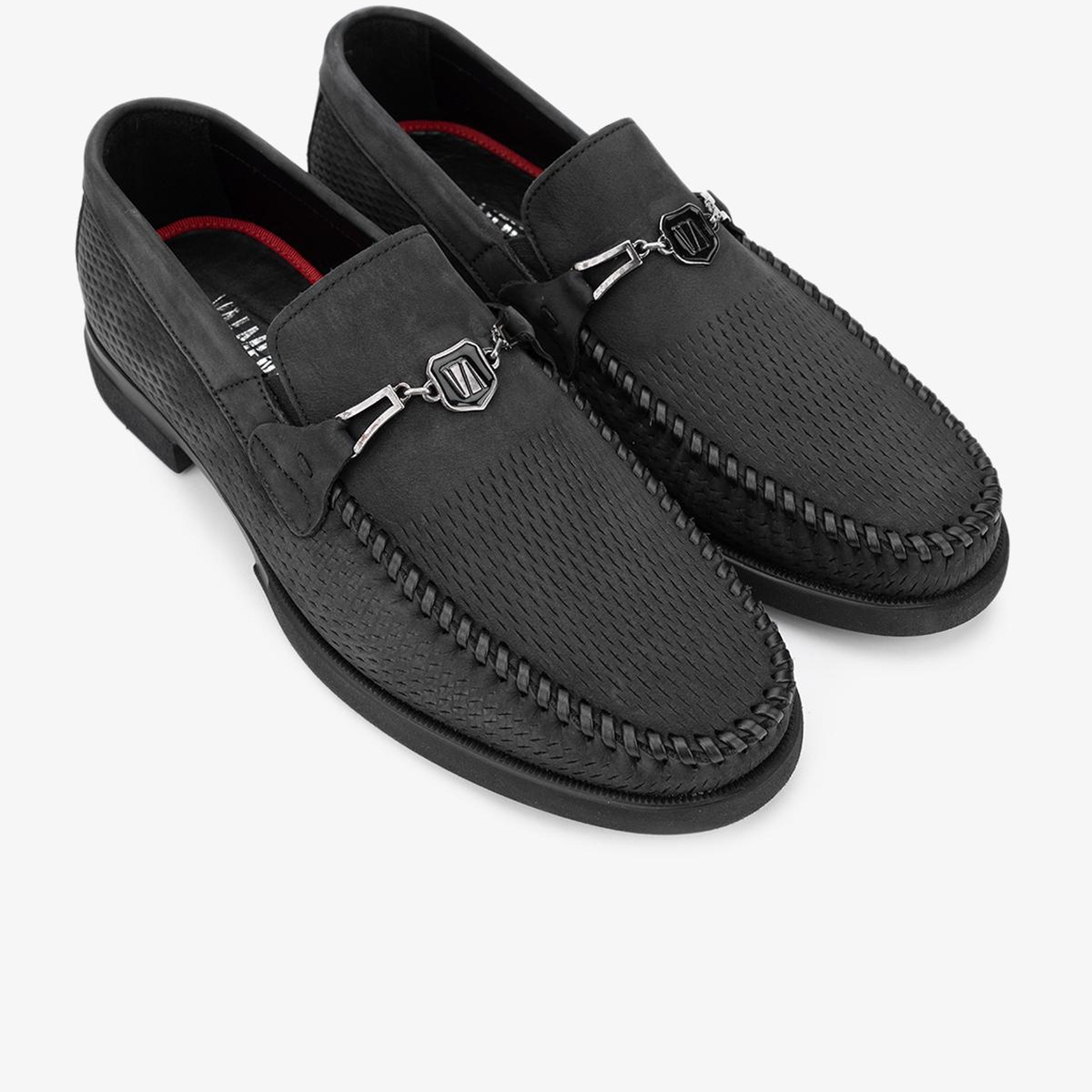 Valmenti Erkek Hakiki Deri Siyah Nubuk Loafer Ayakkabı