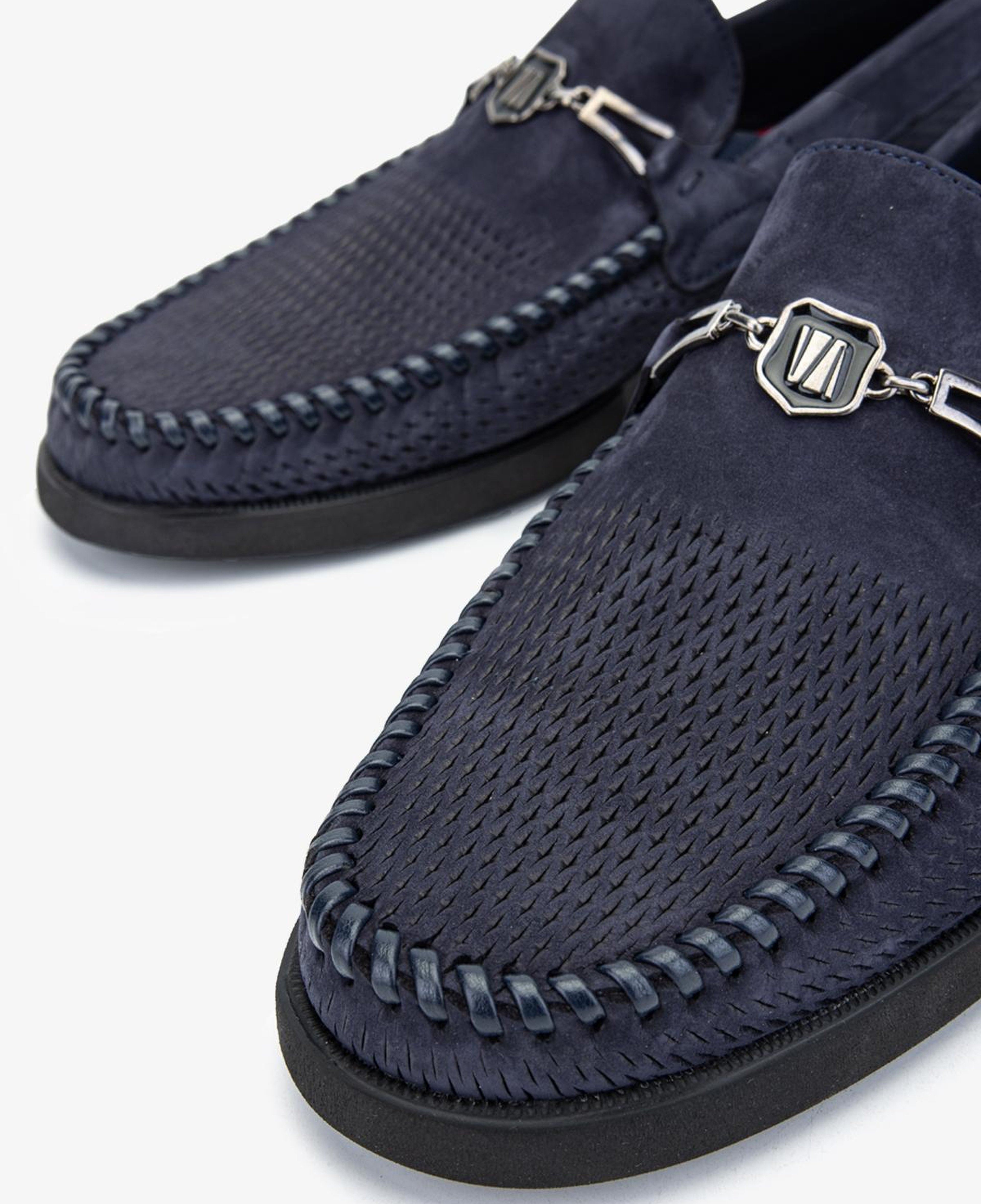 Valmenti Erkek Hakiki Deri Lacivert Nubuk Loafer Ayakkabı