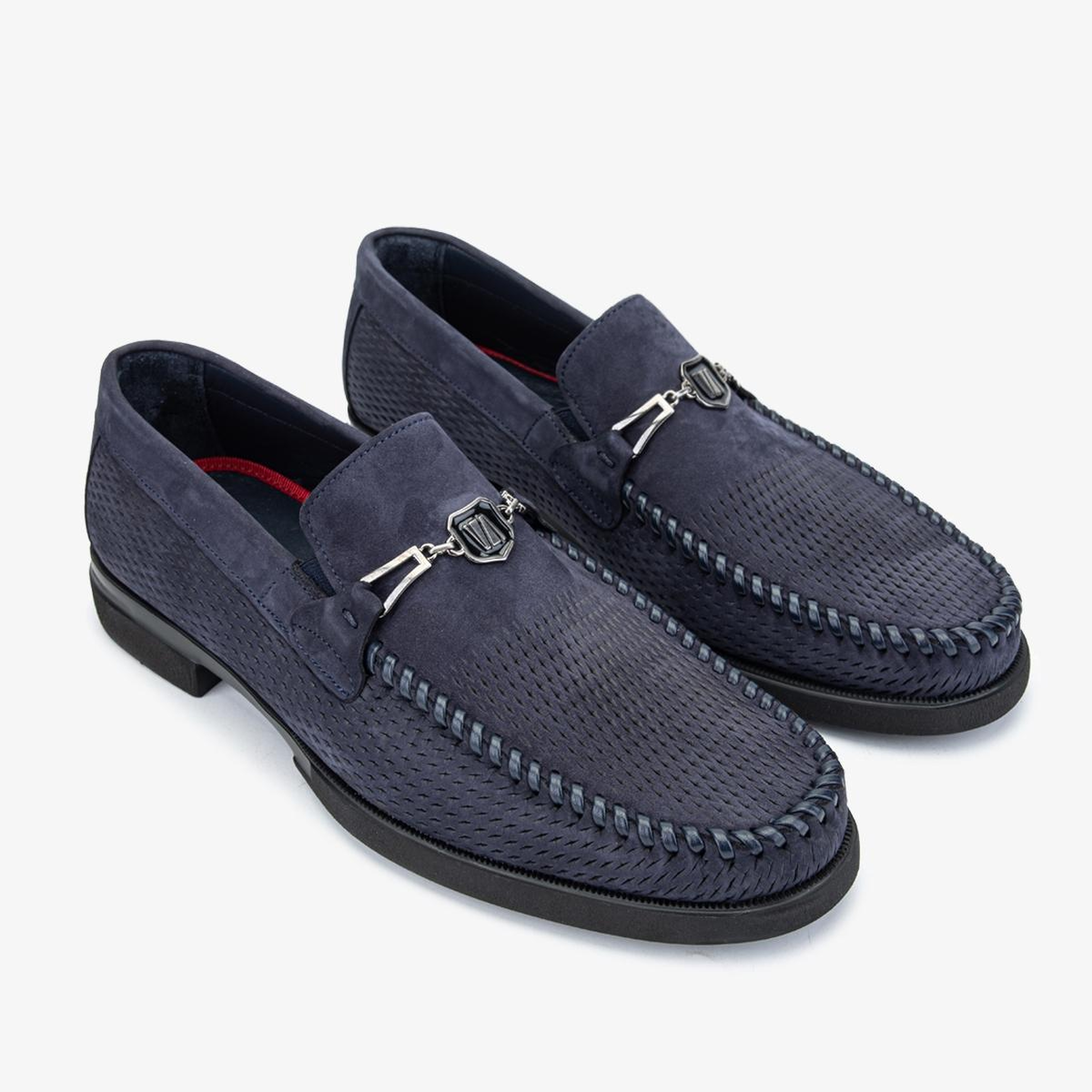 Valmenti Erkek Hakiki Deri Lacivert Nubuk Loafer Ayakkabı
