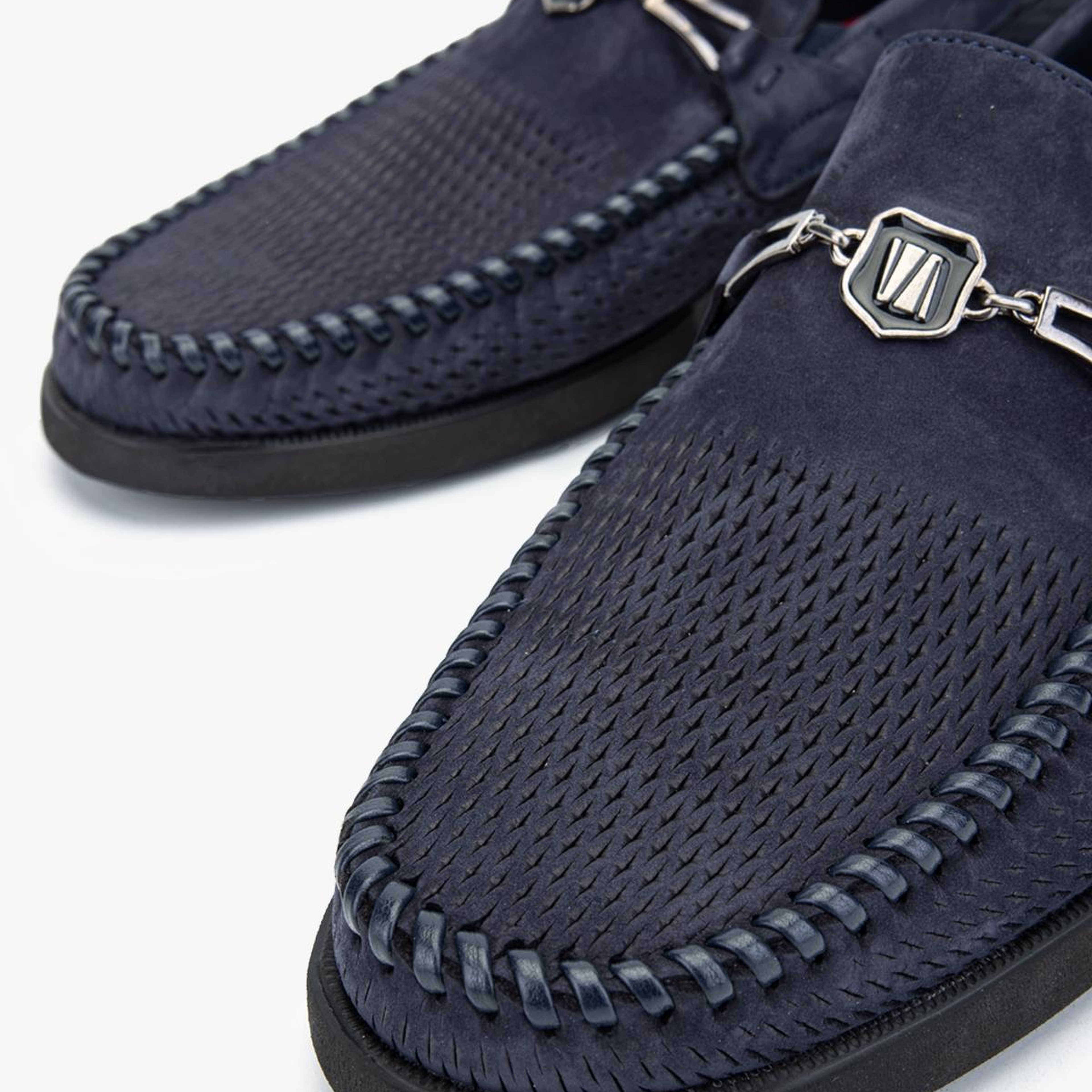 Valmenti Erkek Hakiki Deri Lacivert Nubuk Loafer Ayakkabı