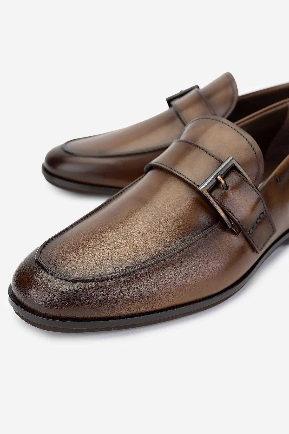 Valmenti Erkek Hakiki Deri Taba Loafer Ayakkabı