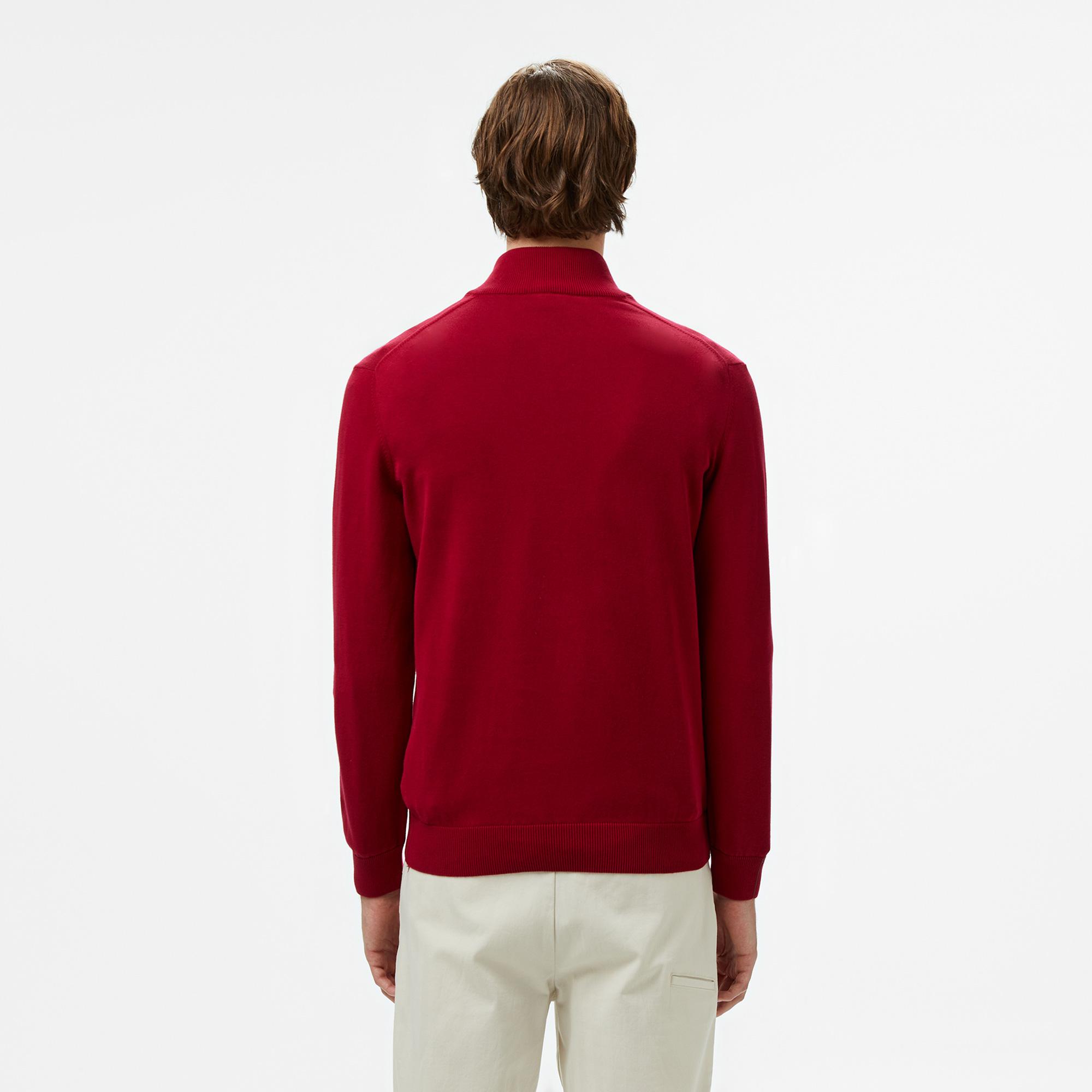 Lacoste Erkek Regular Fit Yarım Fermuarlı Kırmızı Kazak