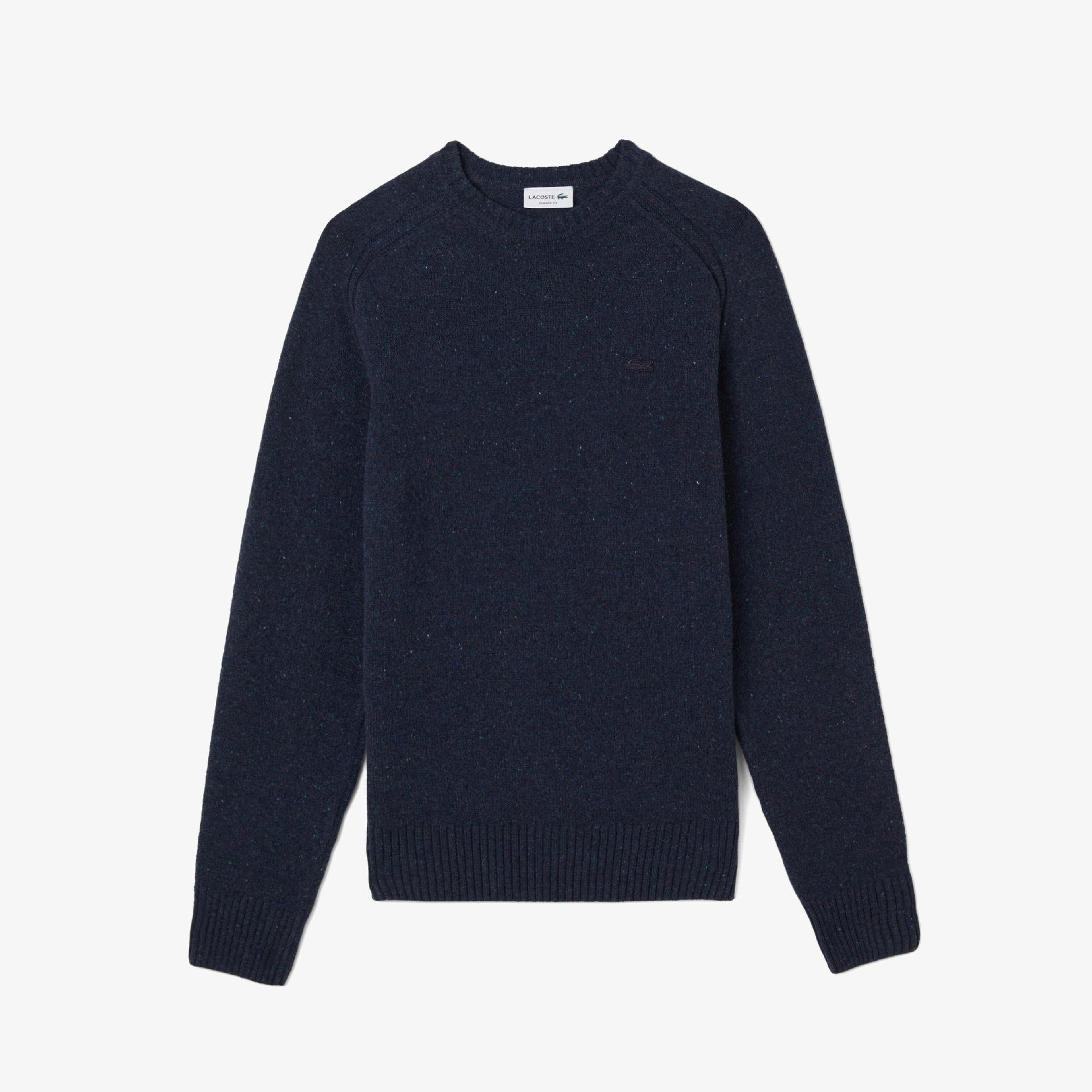 Lacoste Erkek Classic Fit Bisiklet Yaka Yün Lacivert Kazak