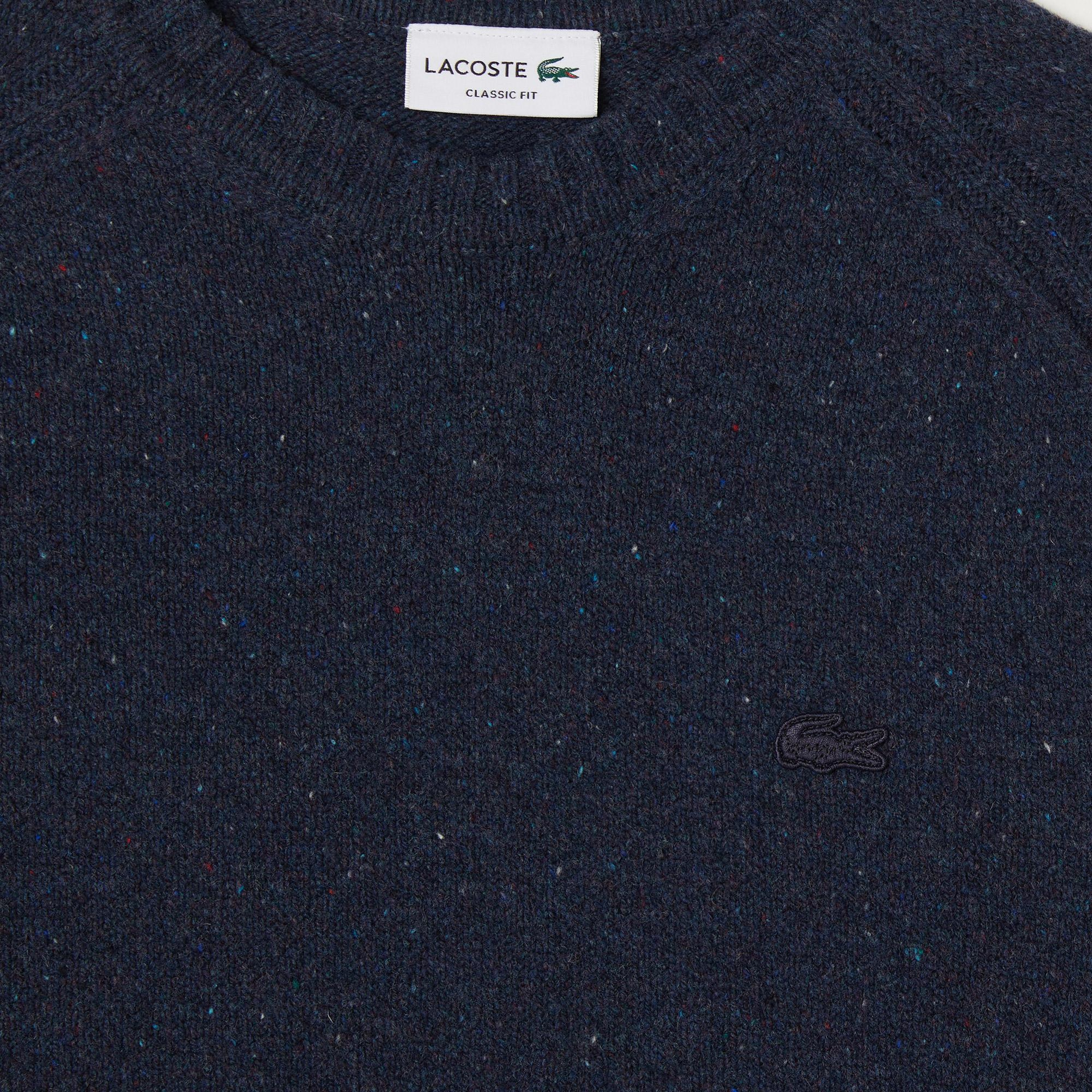 Lacoste Erkek Classic Fit Bisiklet Yaka Yün Lacivert Kazak