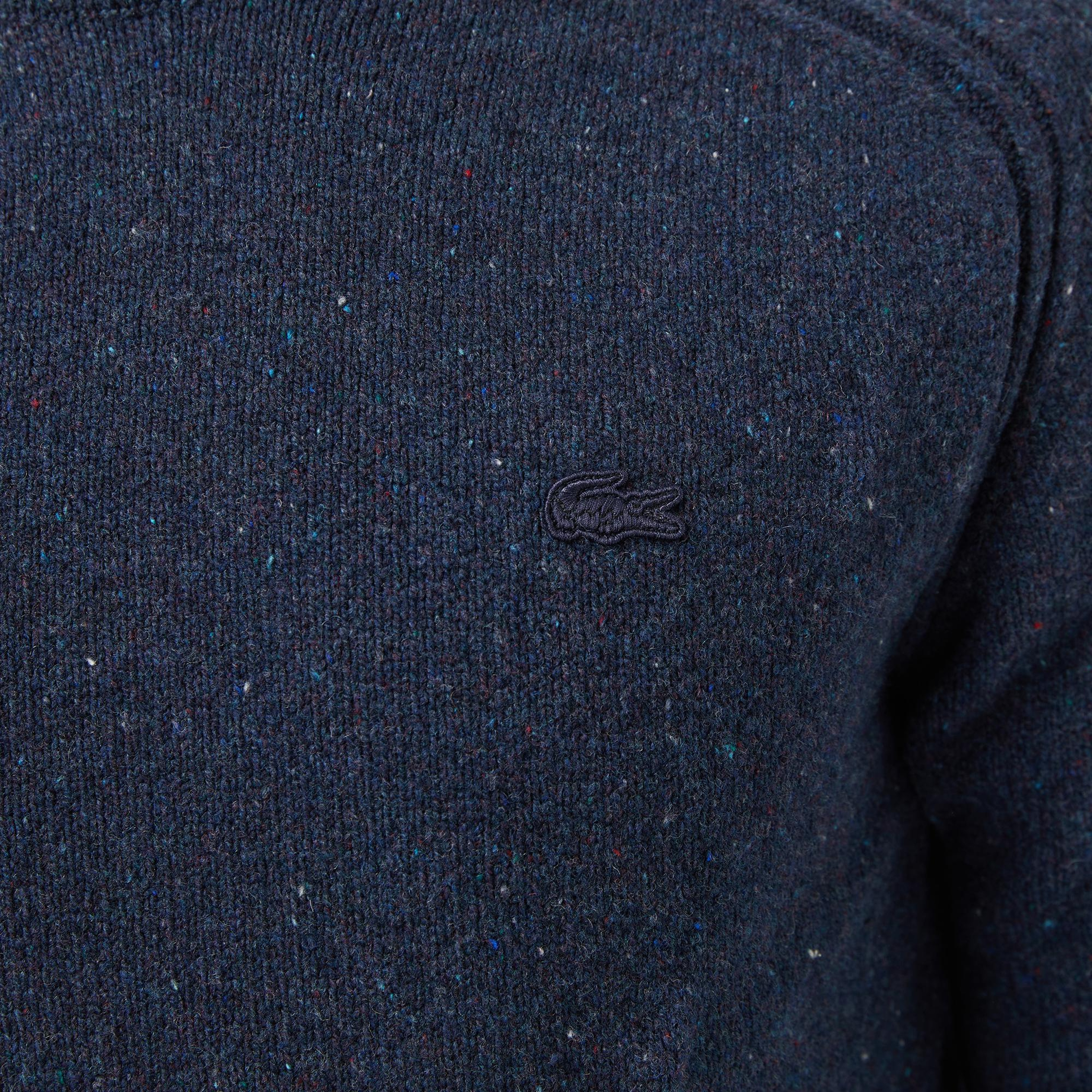 Lacoste Erkek Classic Fit Bisiklet Yaka Yün Lacivert Kazak