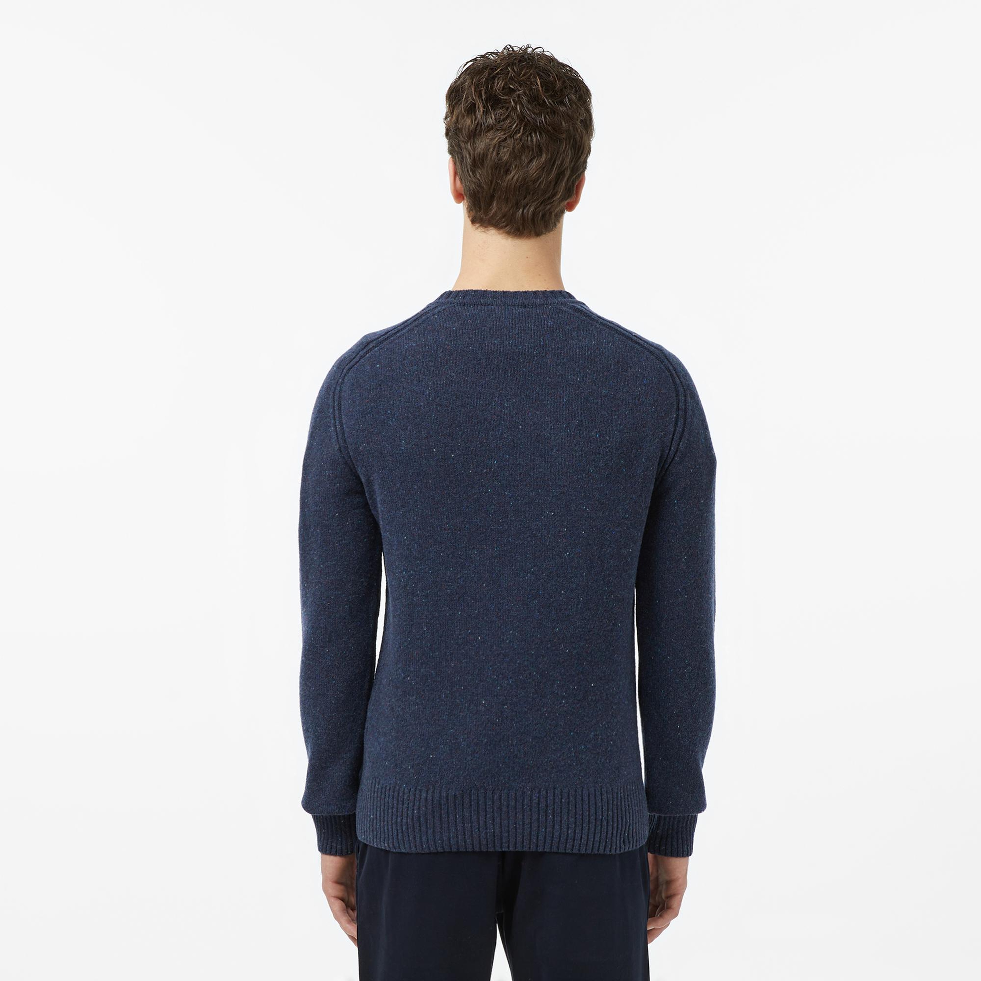 Lacoste Erkek Classic Fit Bisiklet Yaka Yün Lacivert Kazak