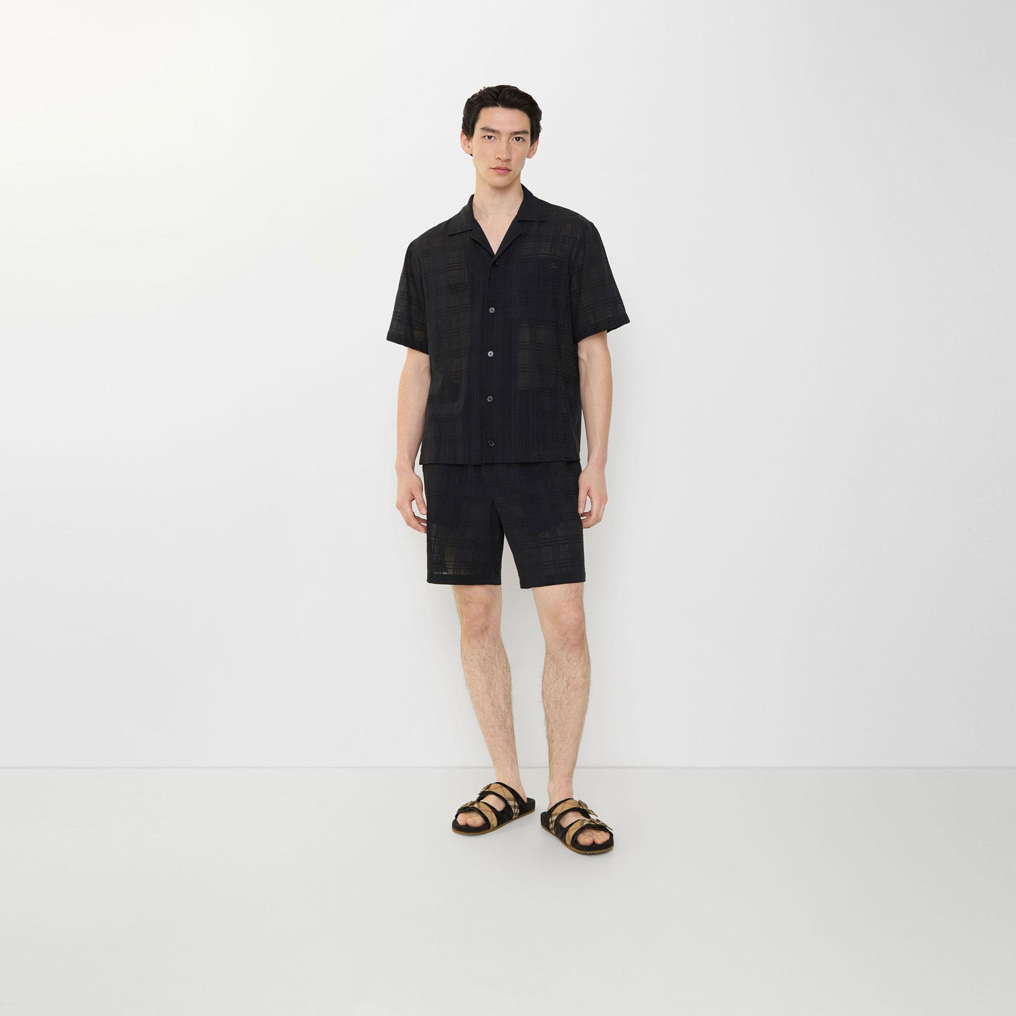 Burberry Check Cotton Voile Erkek Siyah Şort