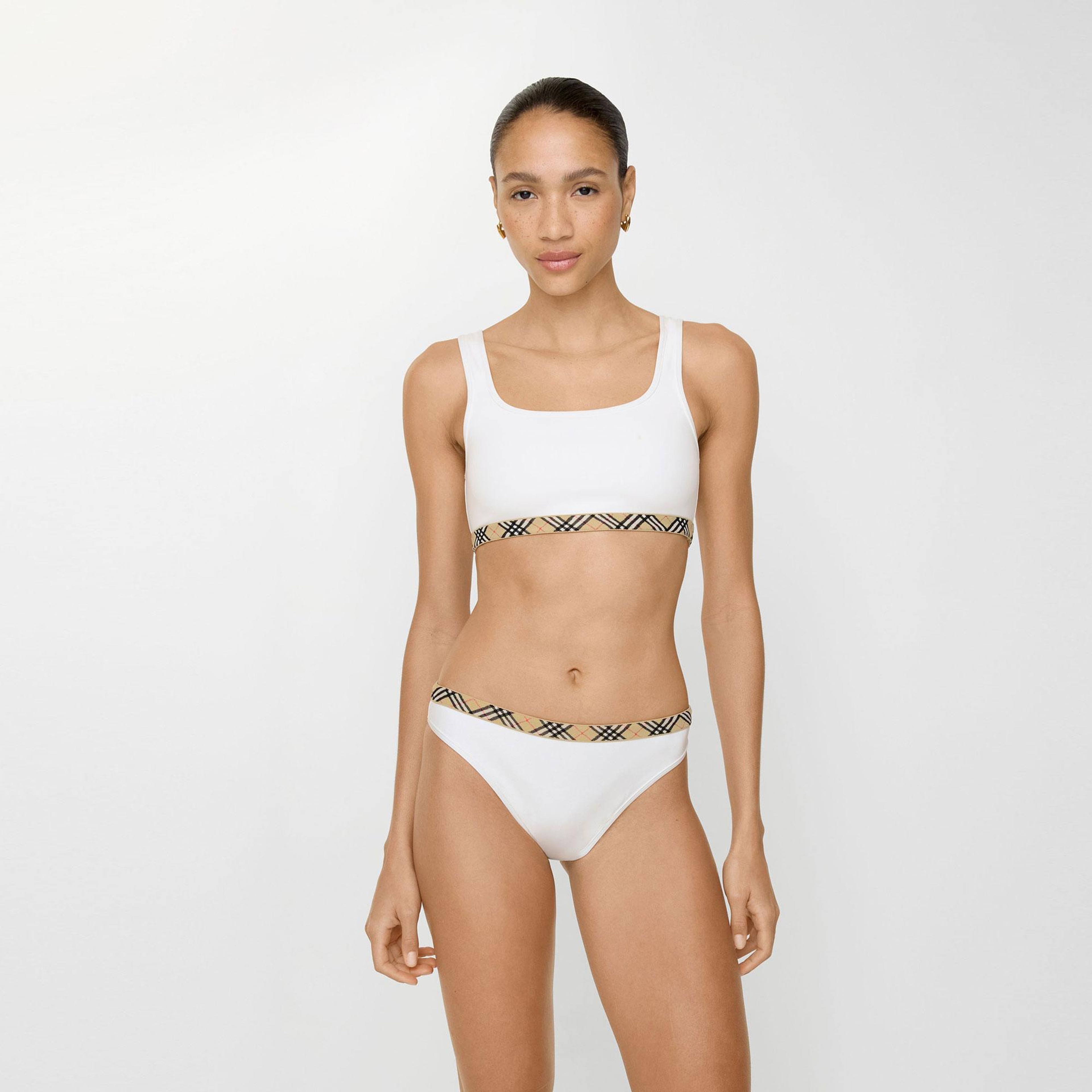Burberry Check Trim Kadın Beyaz Bikini Altı
