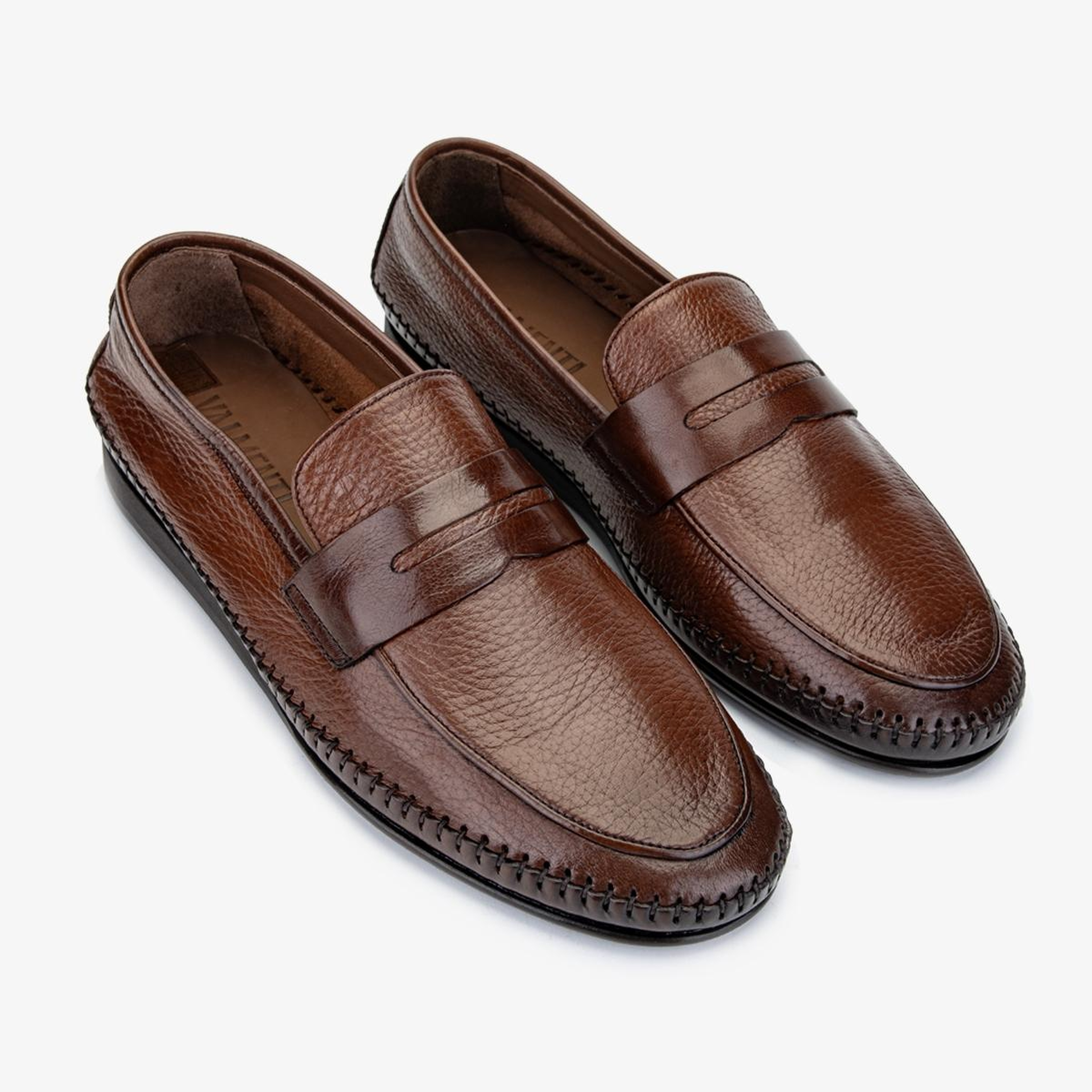 Valmenti Erkek Hakiki Deri Taba Loafer Ayakkabı