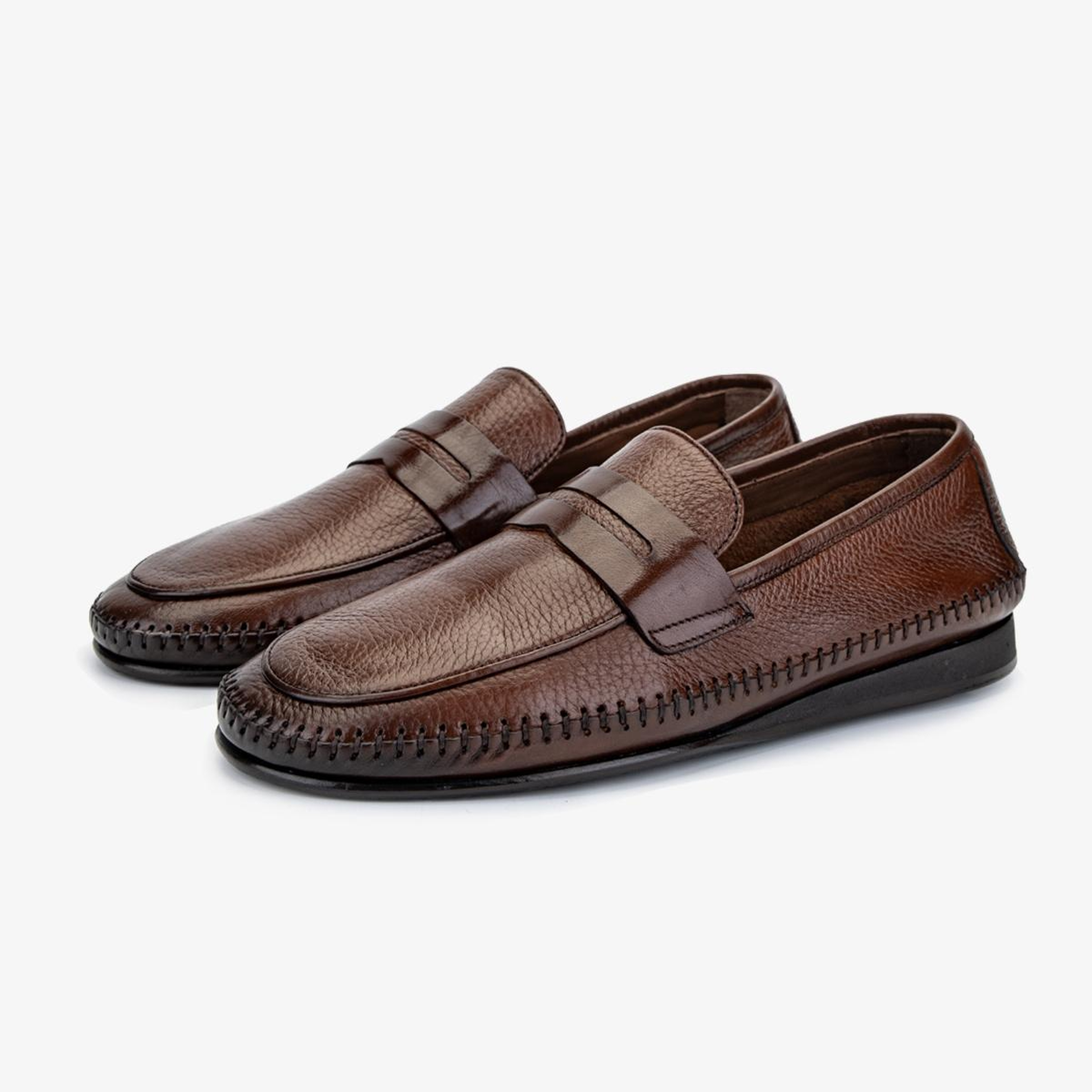 Valmenti Erkek Hakiki Deri Taba Loafer Ayakkabı