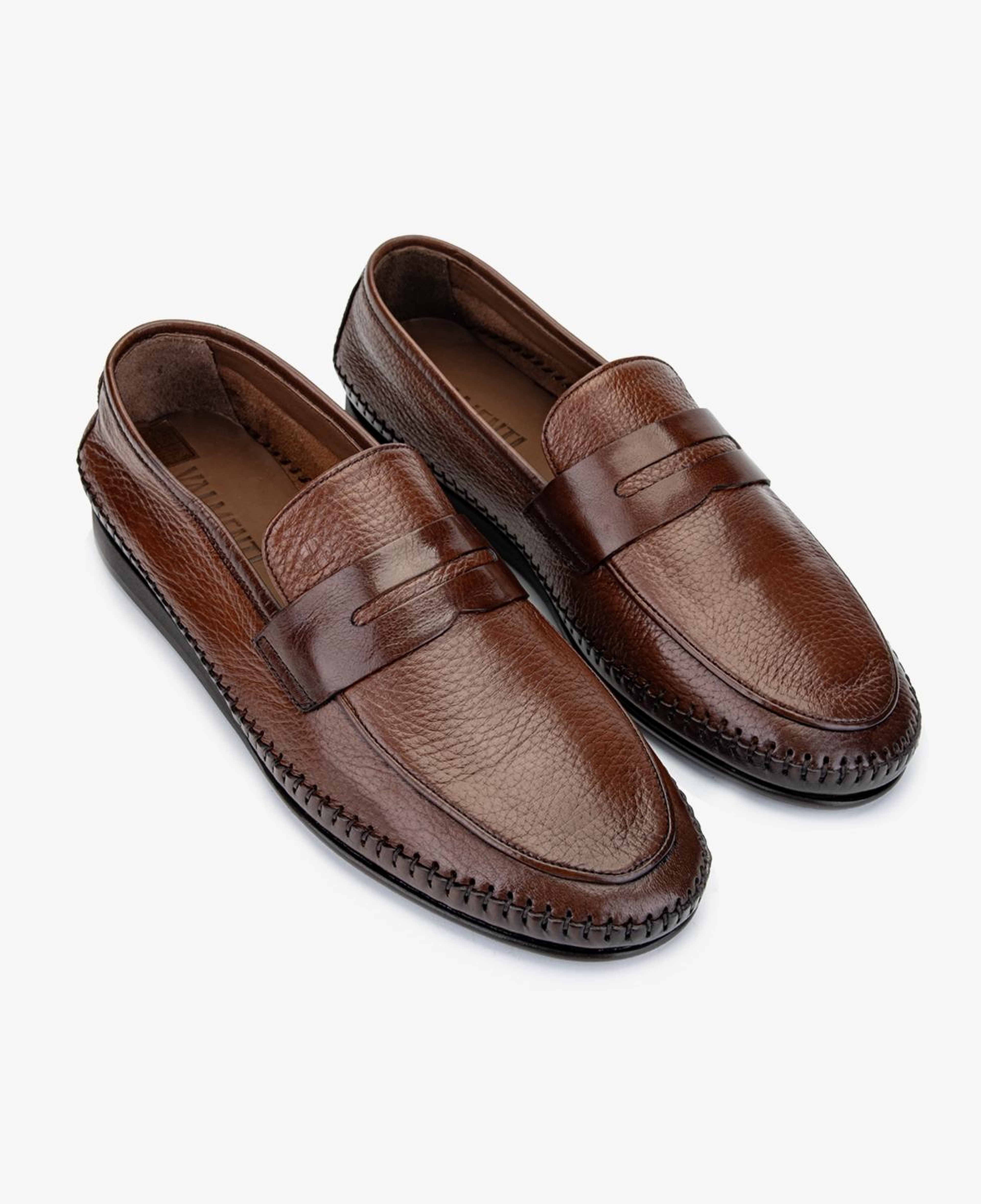 Valmenti Erkek Hakiki Deri Taba Loafer Ayakkabı
