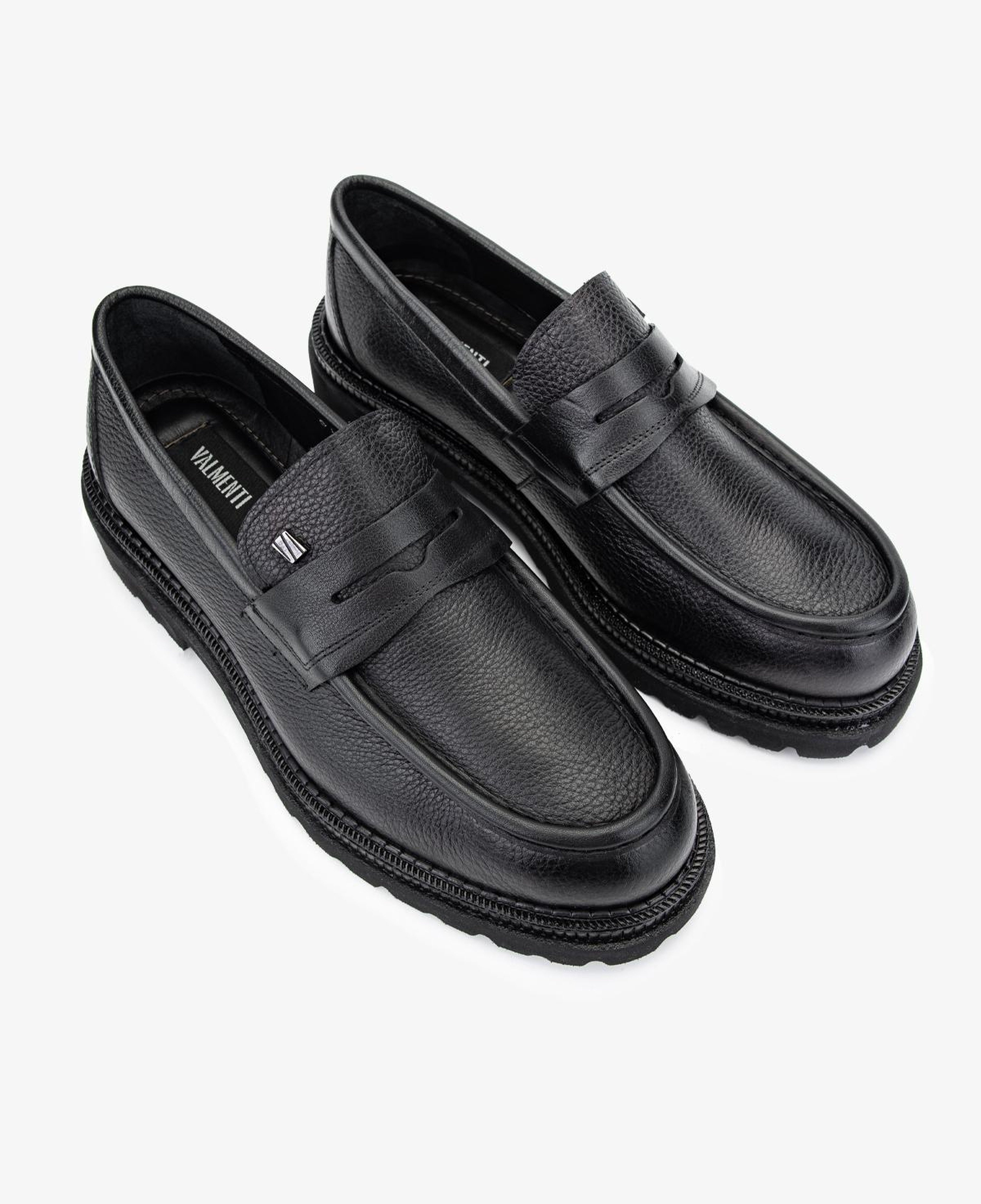 Valmenti Erkek Hakiki Deri Siyah Floter Loafer Ayakkabı