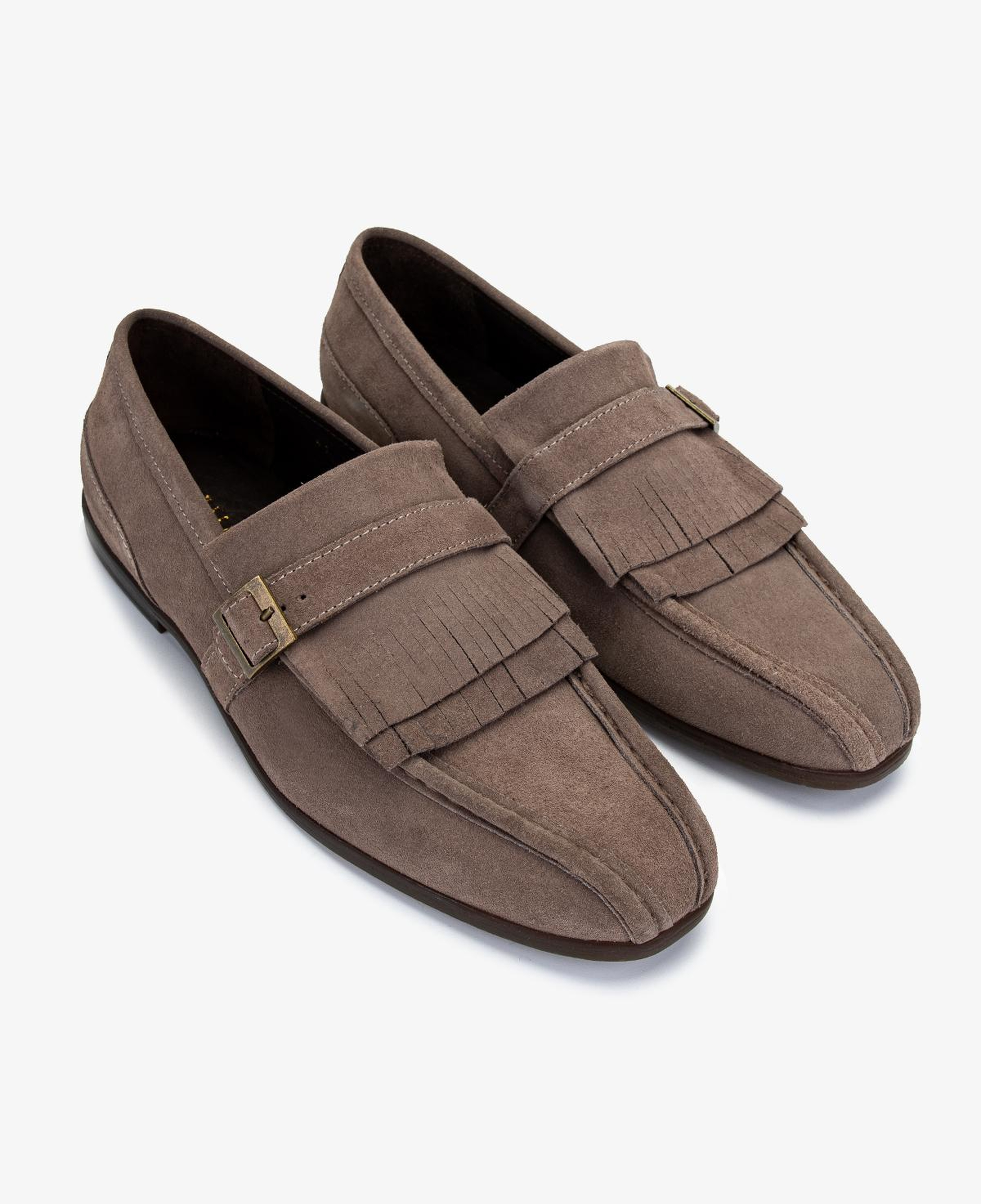 Valmenti Erkek Hakiki Deri Bej Süet Loafer Ayakkabı