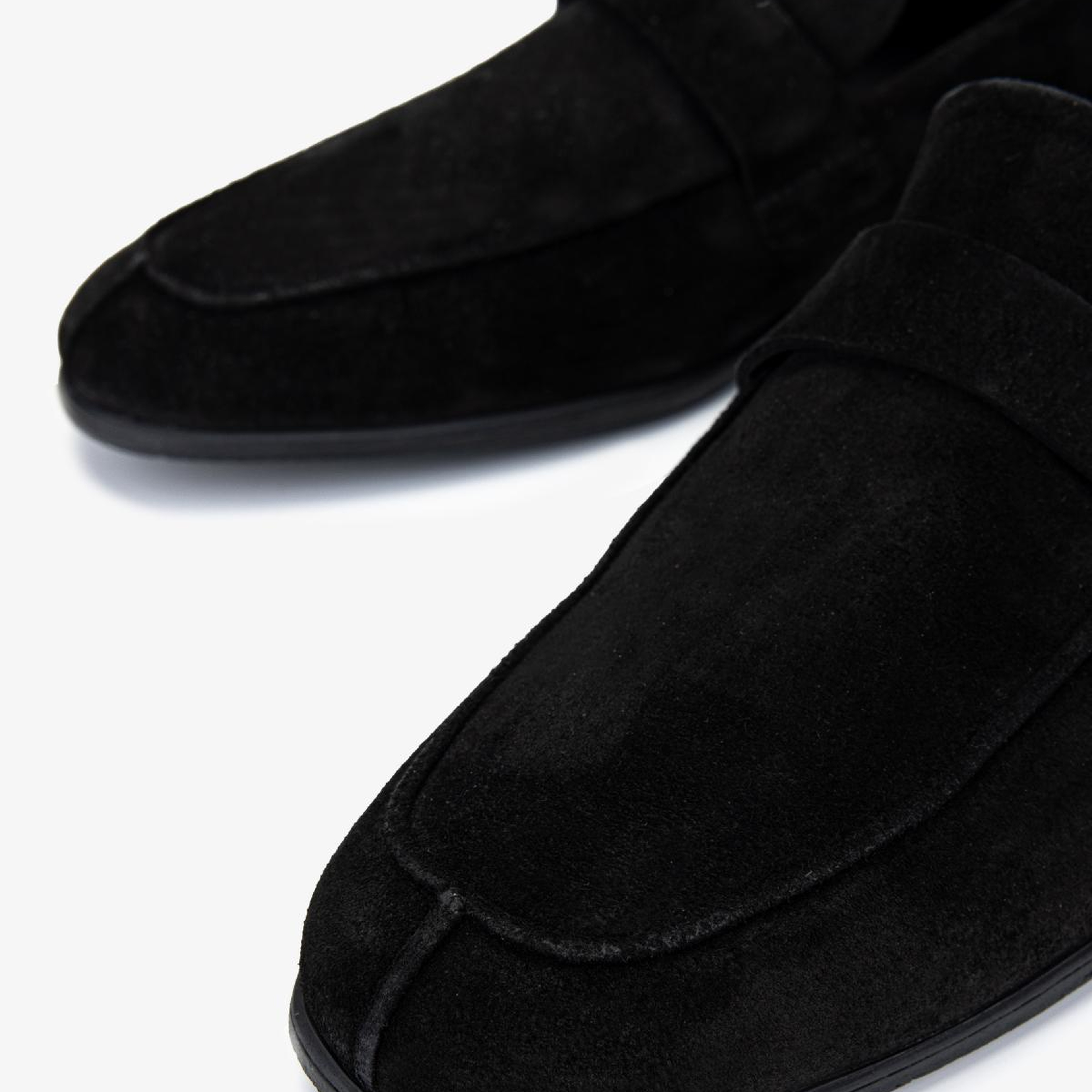 Valmenti Erkek Hakiki Deri Siyah Süet Loafer Ayakkabı