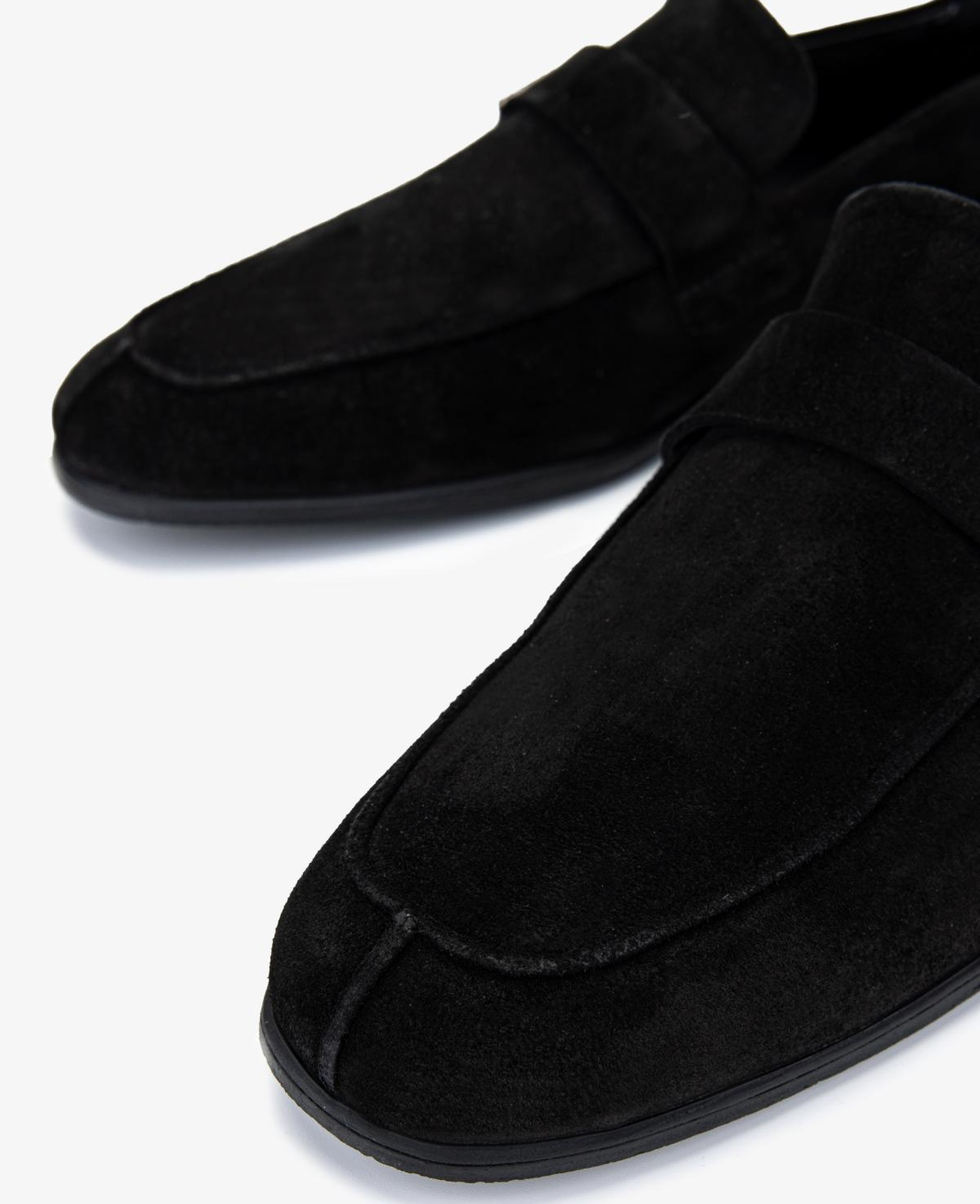 Valmenti Erkek Hakiki Deri Siyah Süet Loafer Ayakkabı