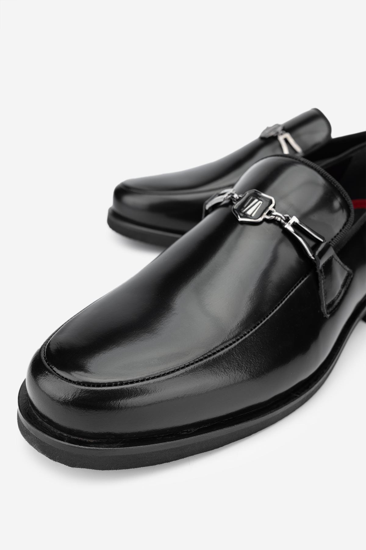 Valmenti Erkek Hakiki Deri Siyah Açma Loafer Ayakkabı