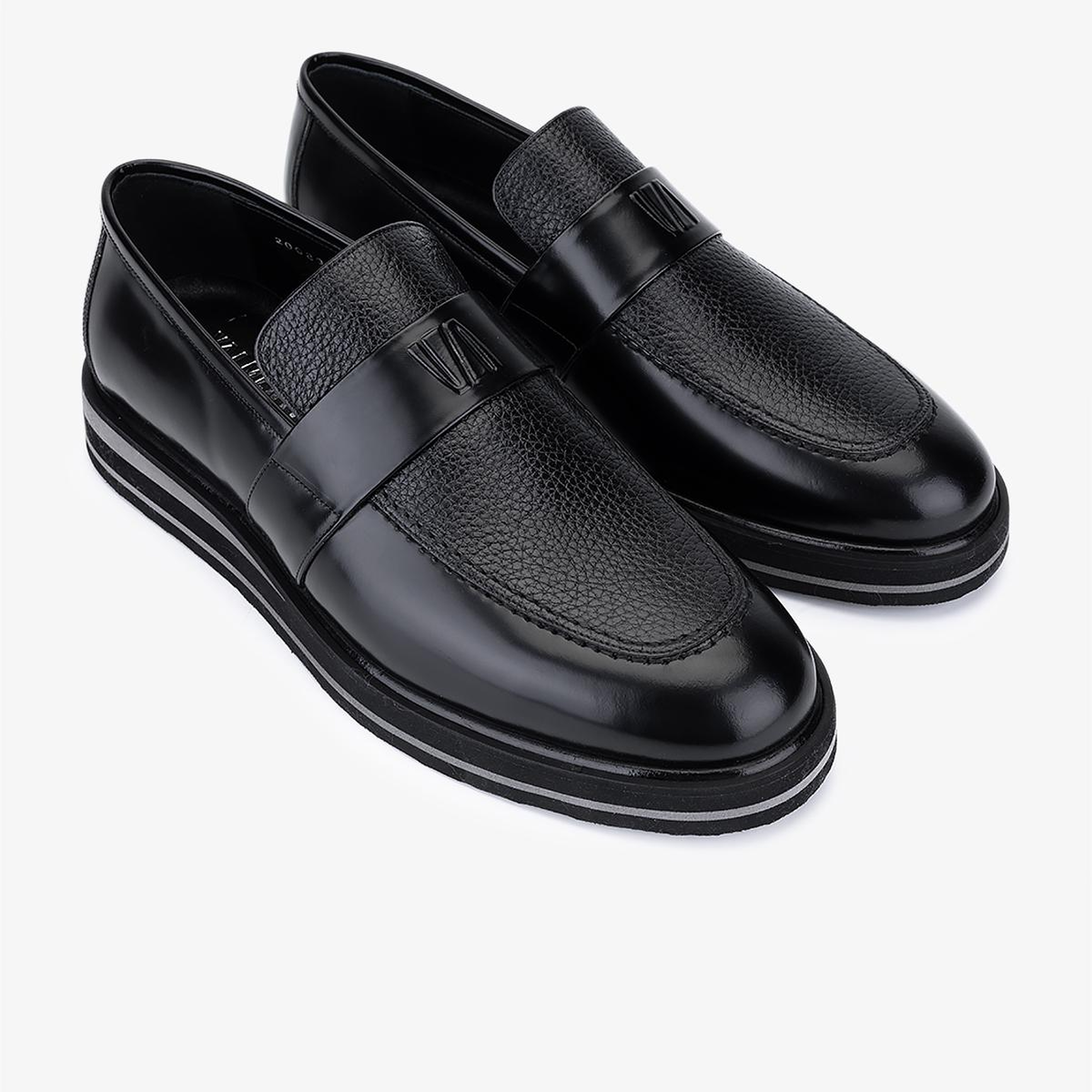 Valmenti Erkek Hakiki Deri Siyah Floter Loafer Ayakkabı