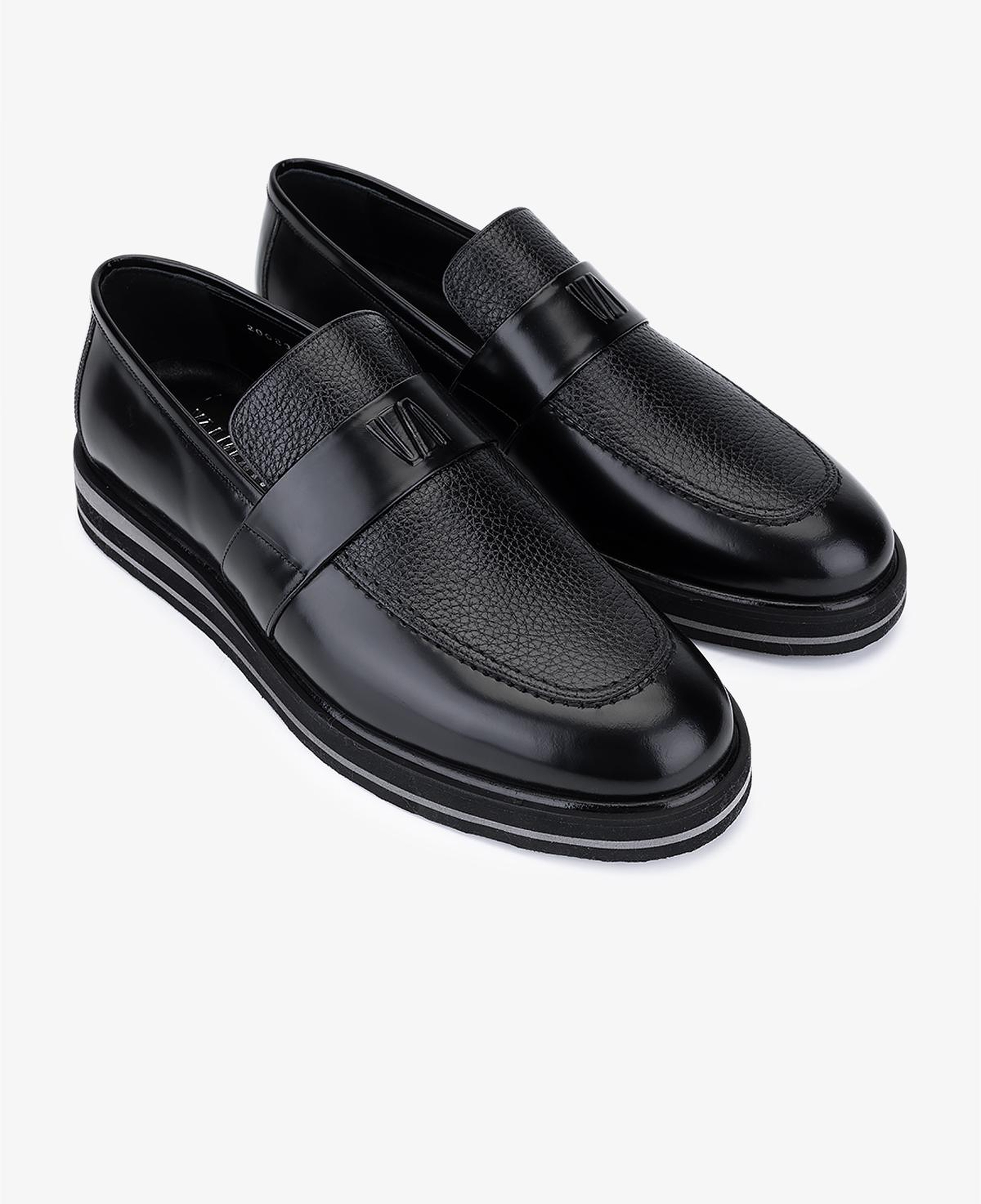 Valmenti Erkek Hakiki Deri Siyah Floter Loafer Ayakkabı