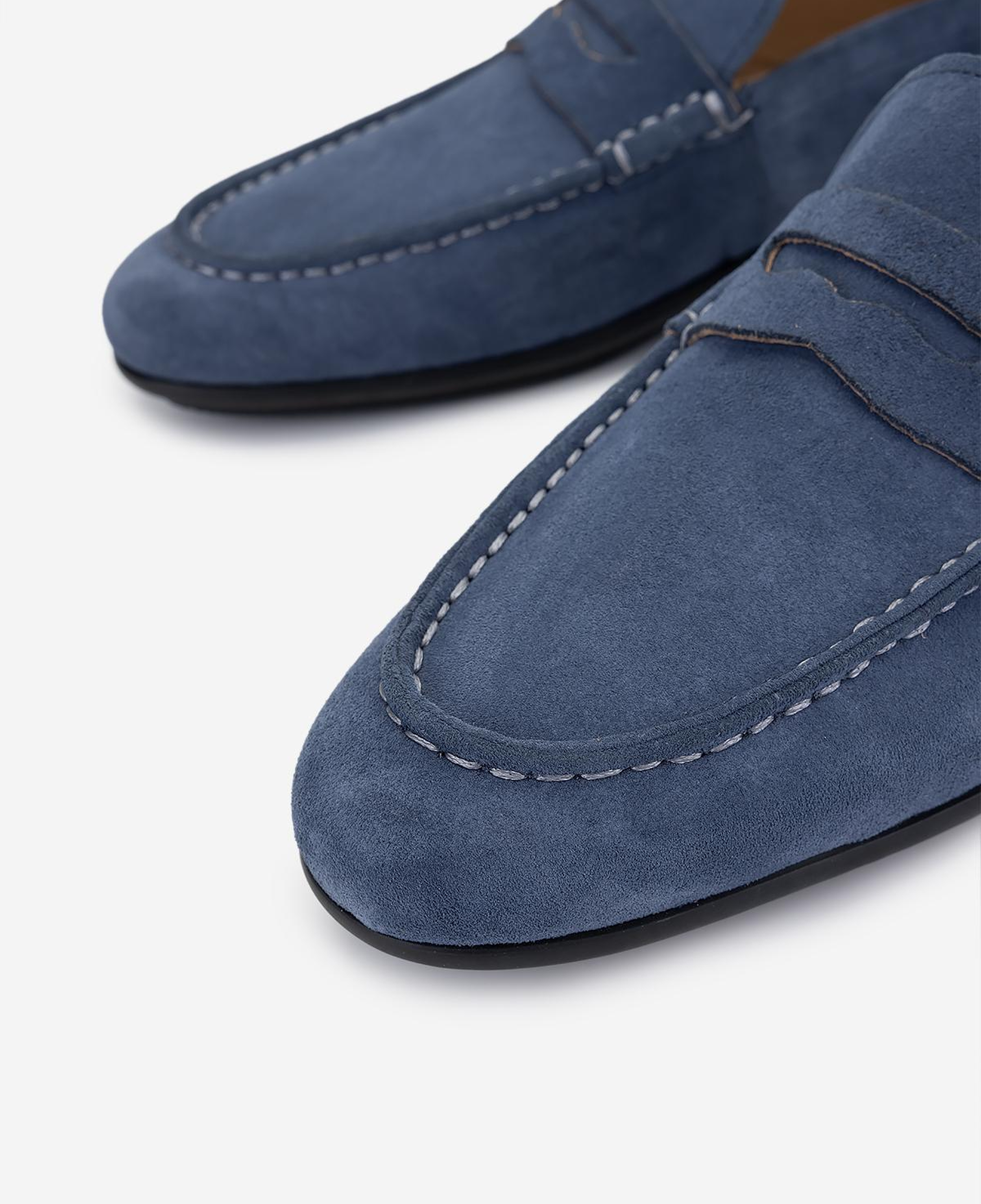 Valmenti Erkek Hakiki Deri Mavi Loafer Ayakkabı