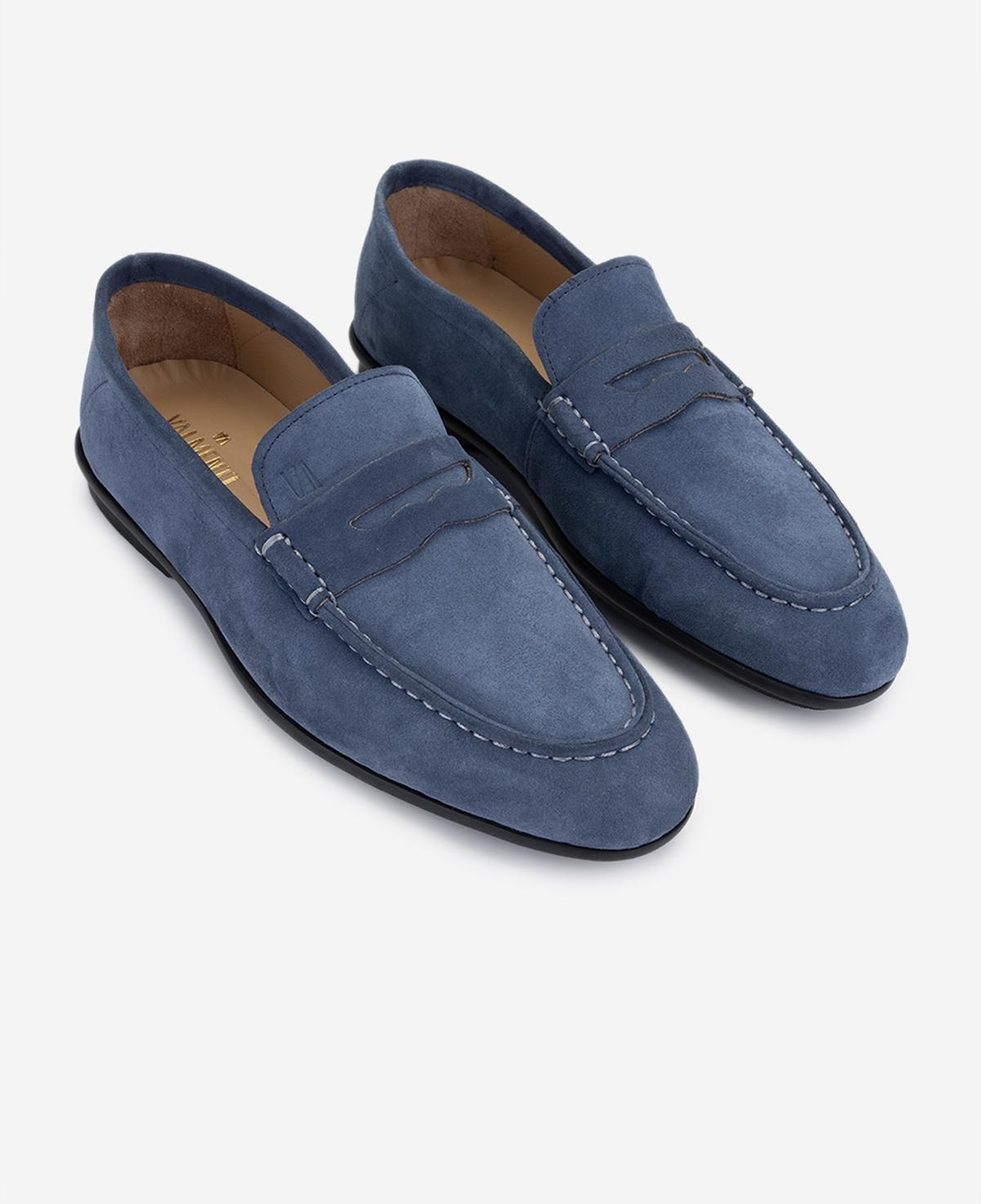 Valmenti Erkek Hakiki Deri Mavi Loafer Ayakkabı