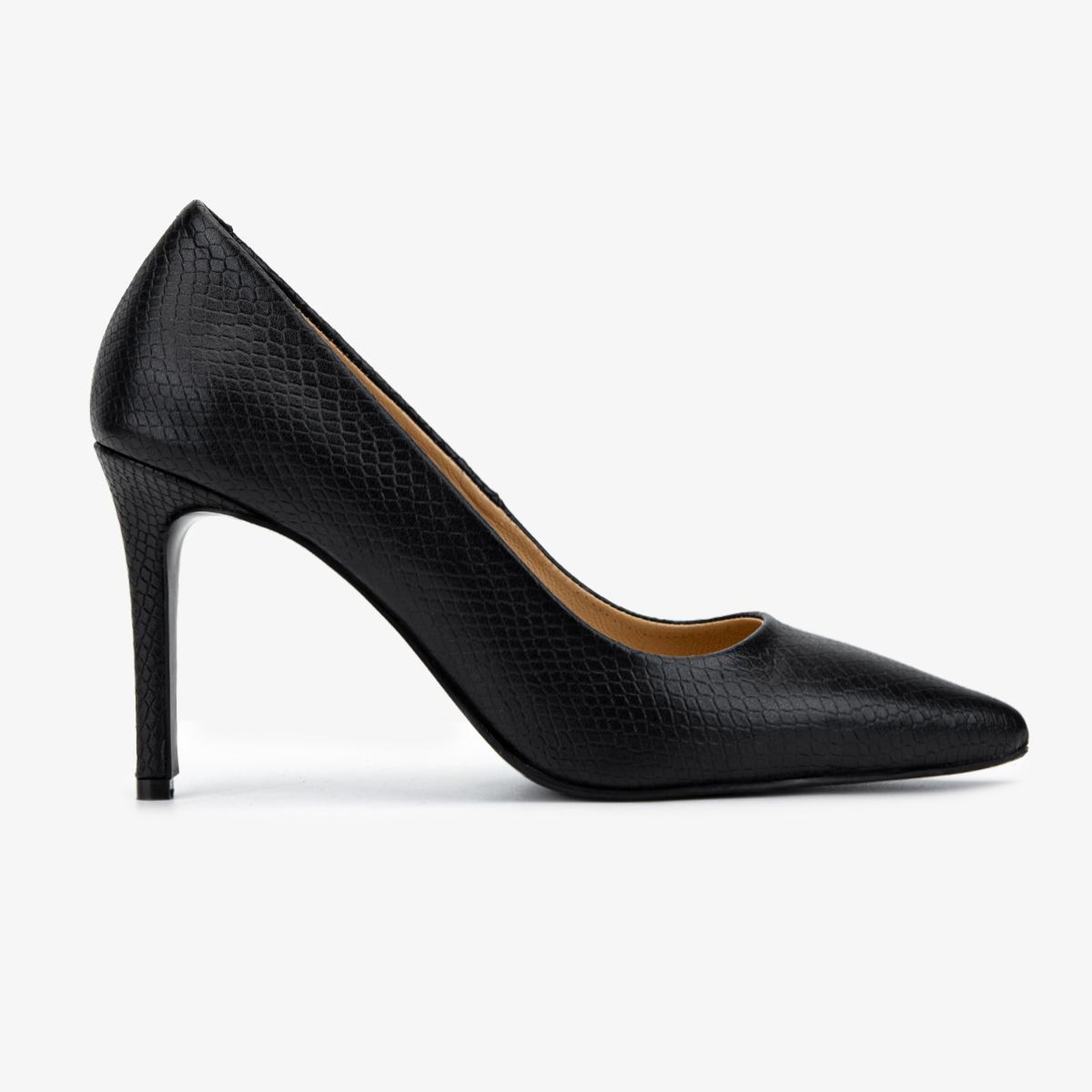 Valmenti Kadın Hakiki Deri Siyah Yılan Desen Stiletto Ayakkabı
