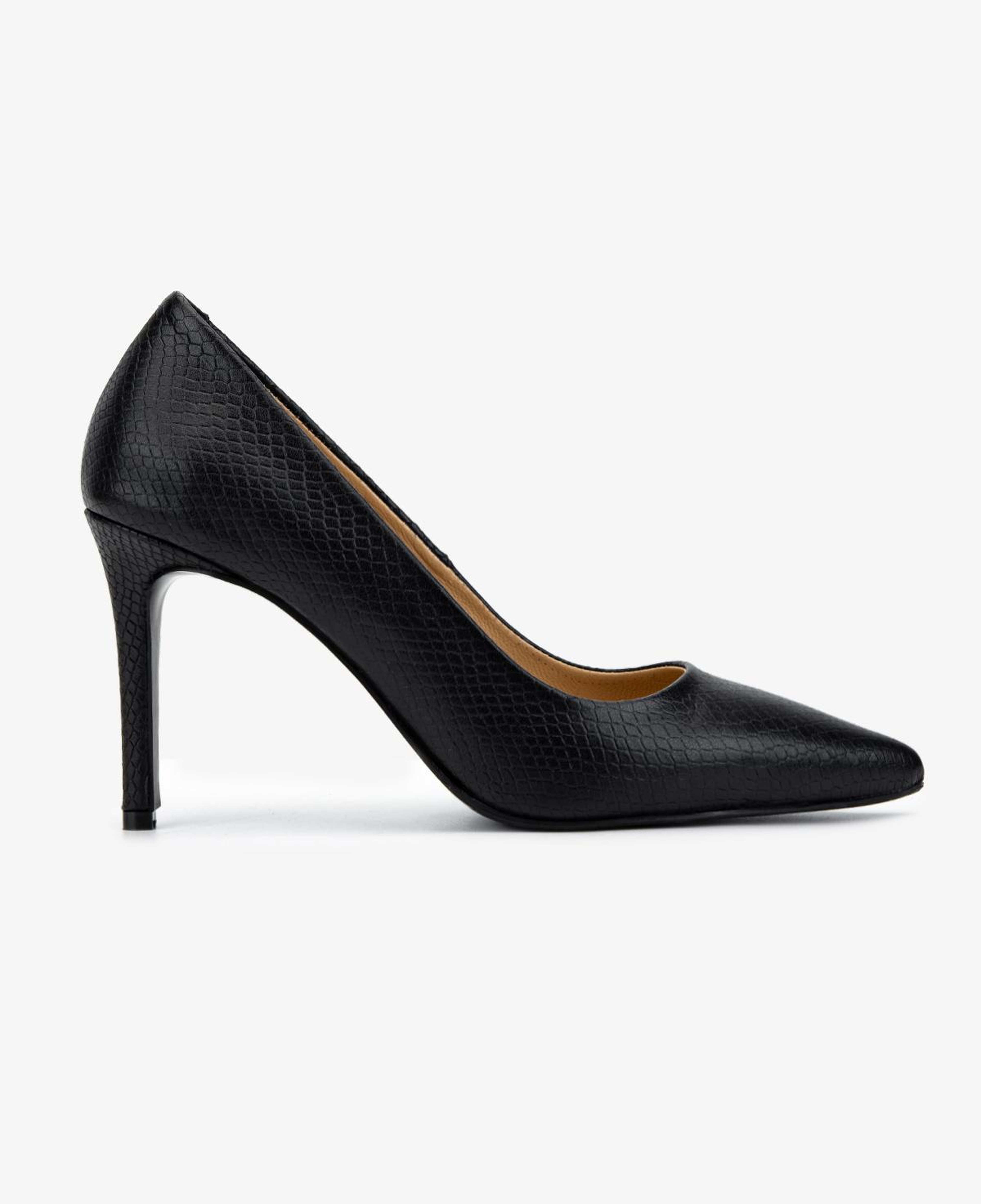 Valmenti Kadın Hakiki Deri Siyah Yılan Desen Stiletto Ayakkabı