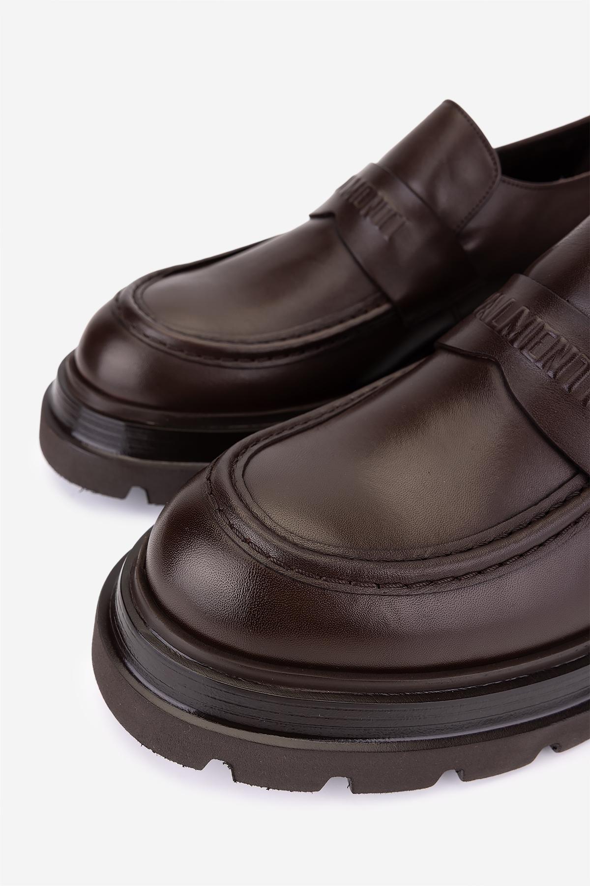 Valmenti Erkek Hakiki Deri Kahverengi Loafer Ayakkabı