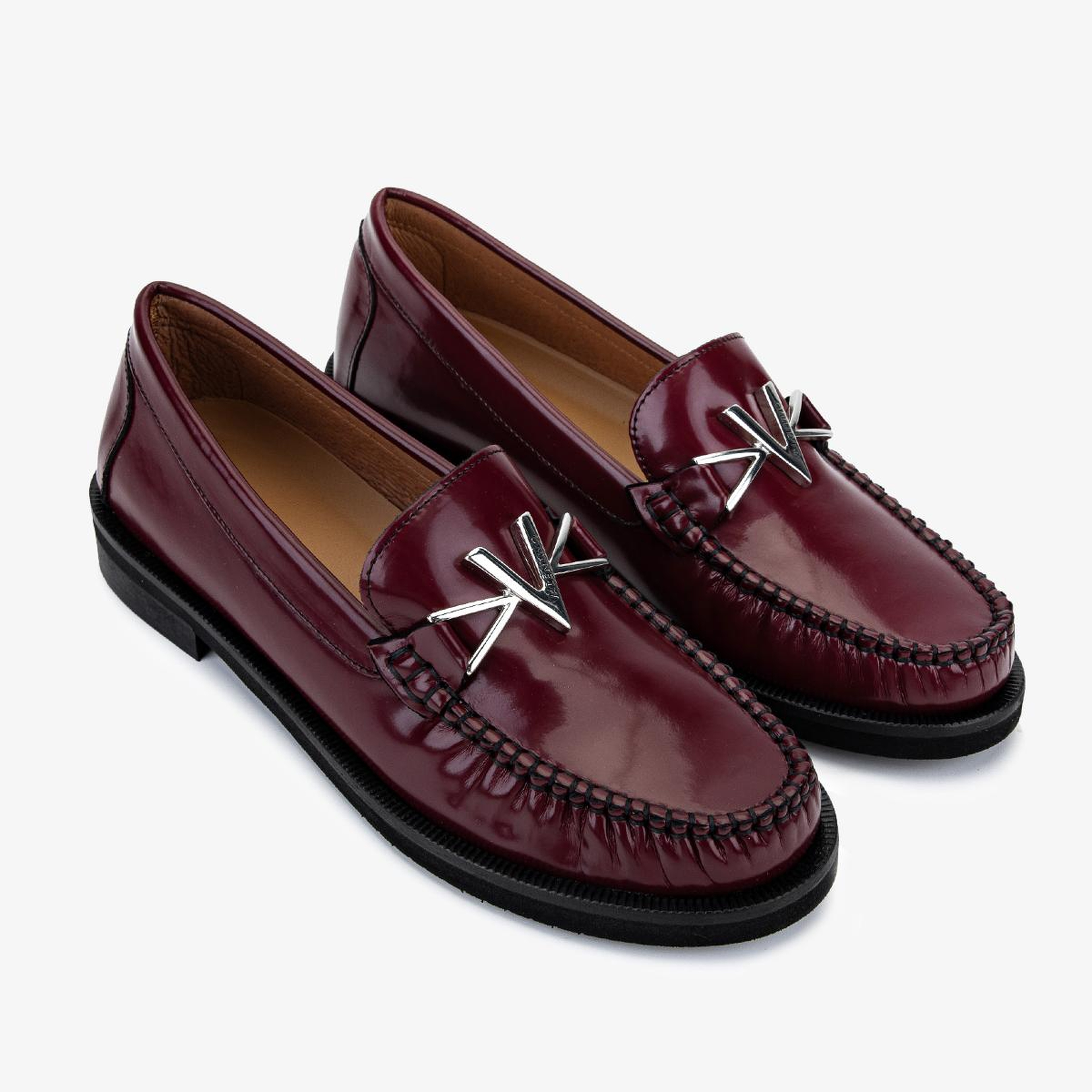 Mario Valentino Kadın Hakiki Deri Bordo Loafer Ayakkabı