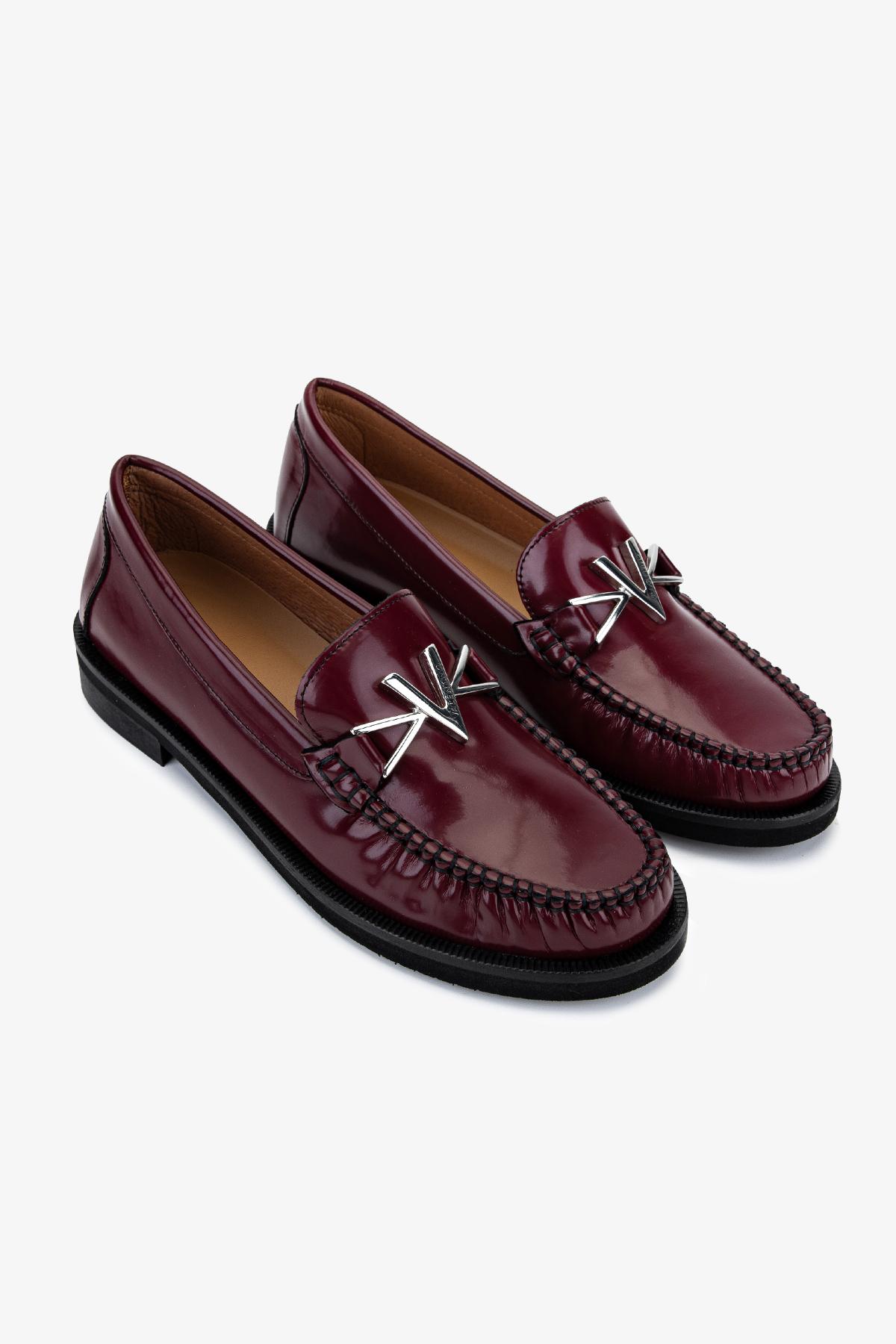 Mario Valentino Kadın Hakiki Deri Bordo Loafer Ayakkabı