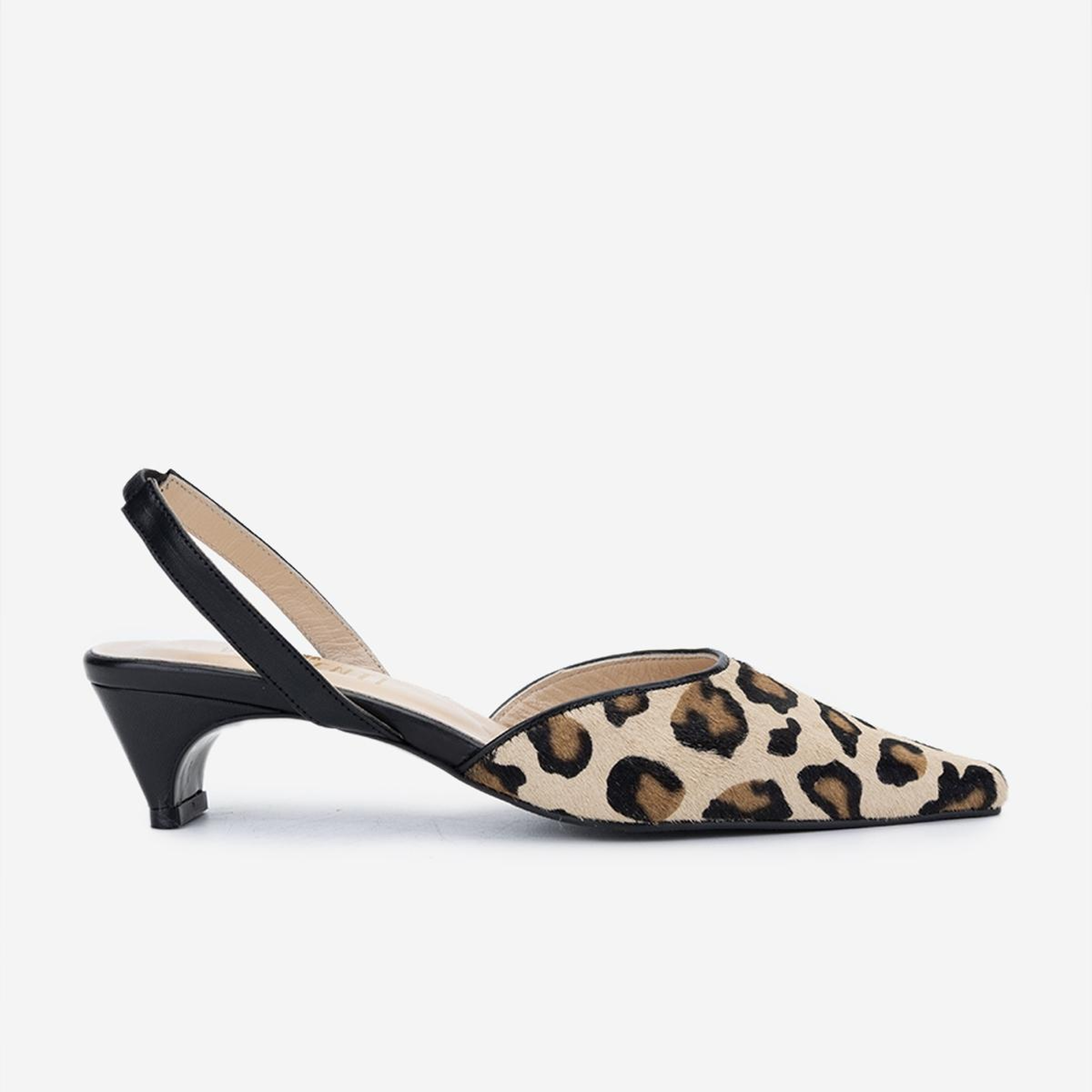 Valmenti Kadın Hakiki Deri Leopar Slingback Ayakkabı