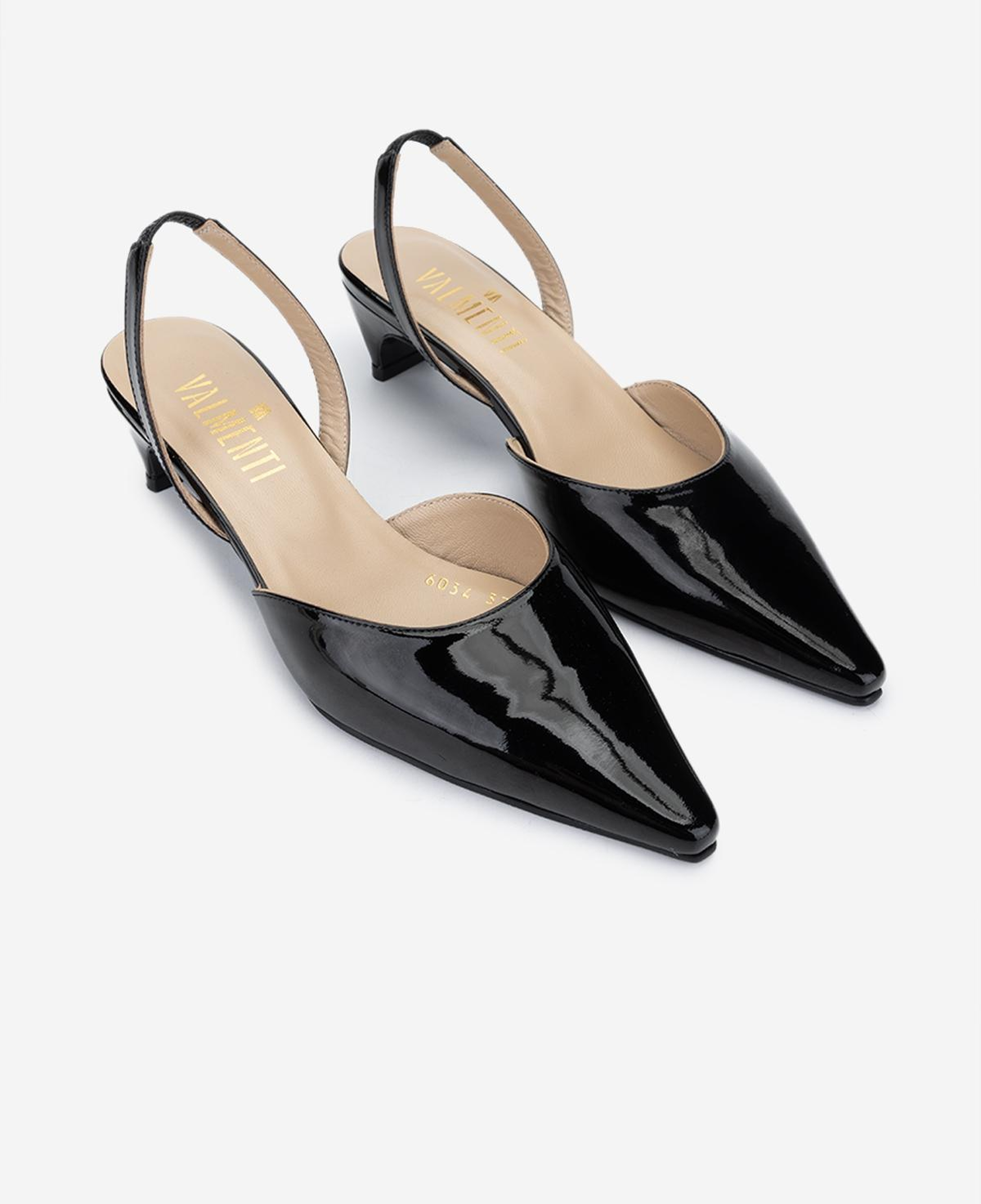 Valmenti Kadın Hakiki Deri Siyah Rugan Slingback Ayakkabı