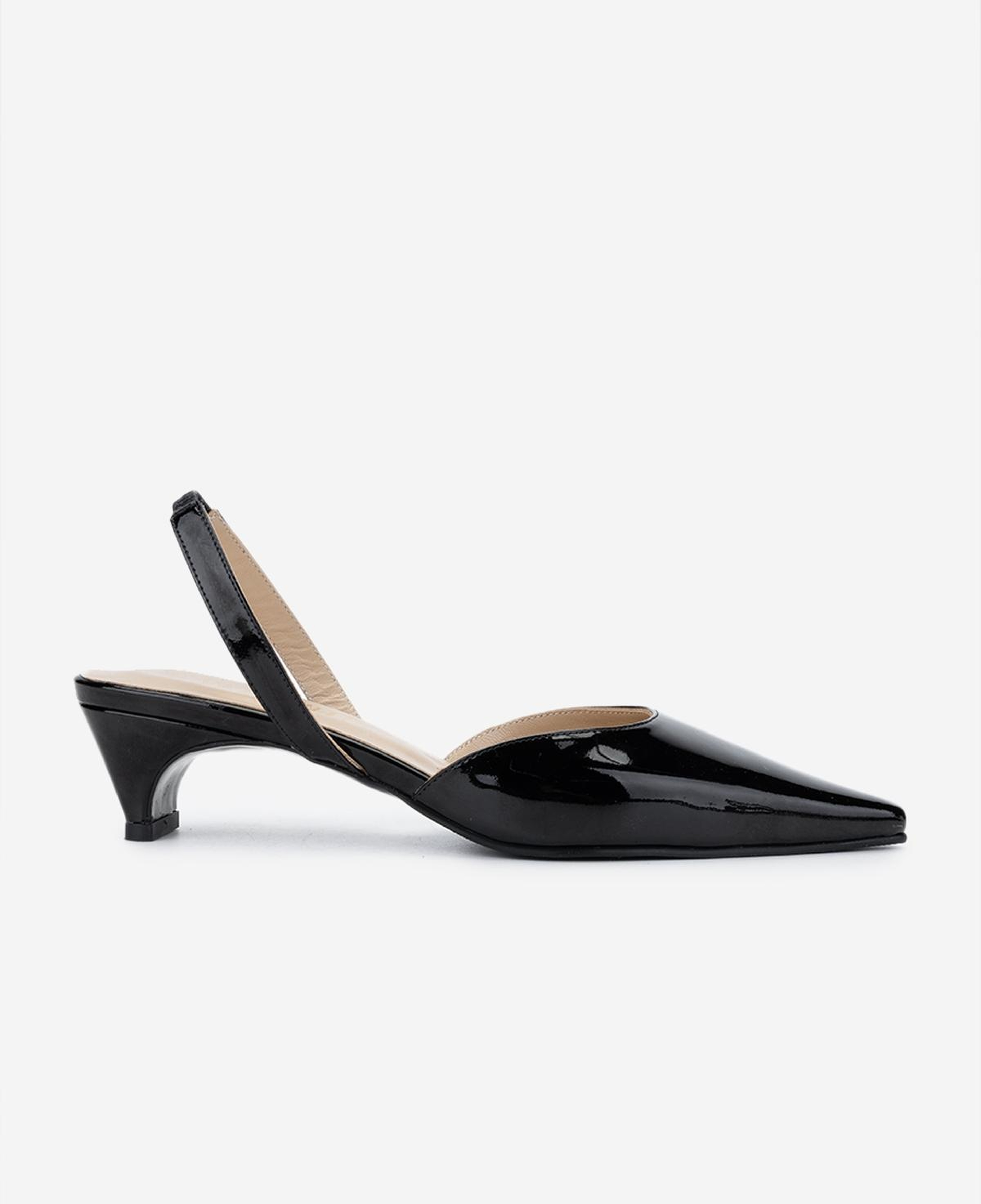 Valmenti Kadın Hakiki Deri Siyah Rugan Slingback Ayakkabı