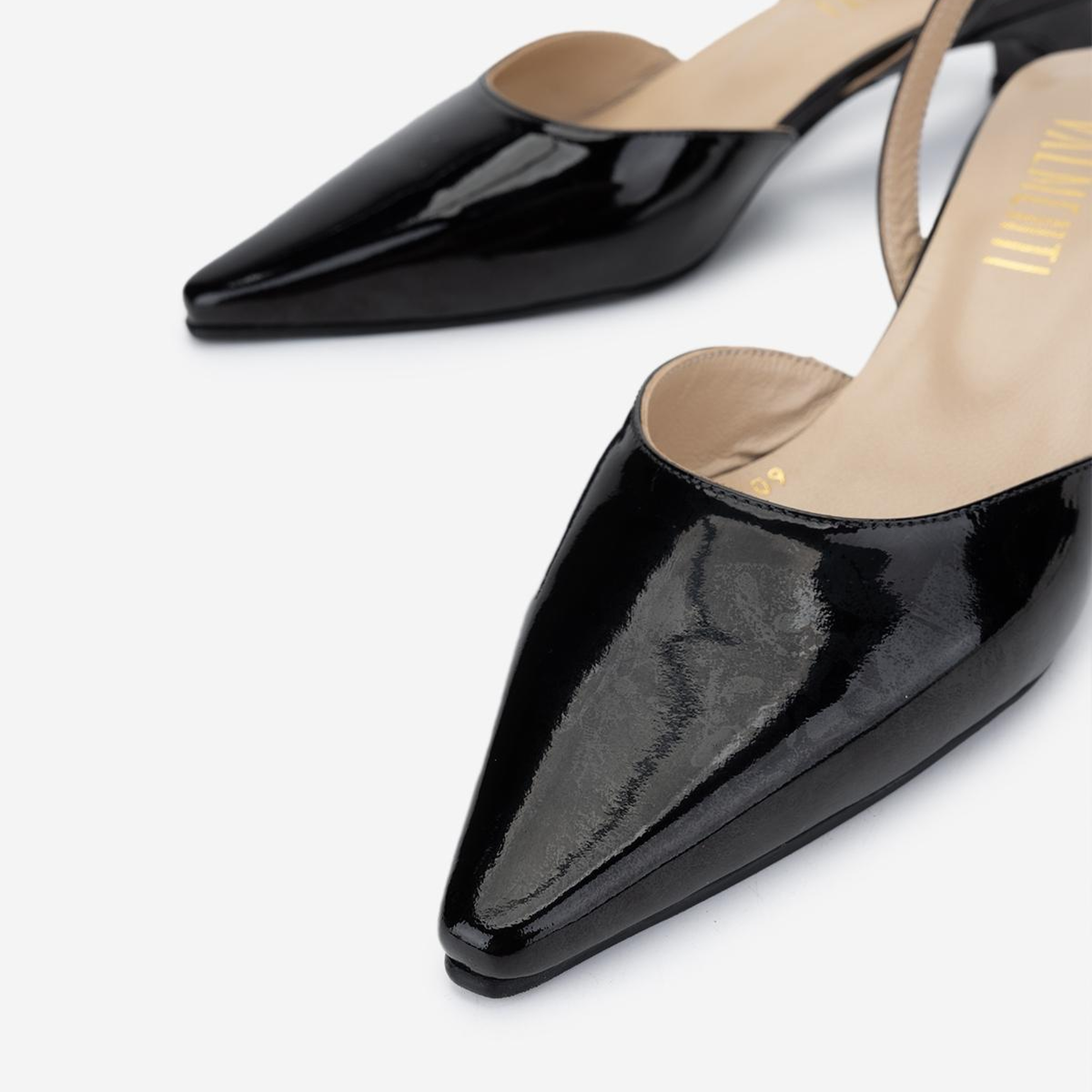 Valmenti Kadın Hakiki Deri Siyah Rugan Slingback Ayakkabı