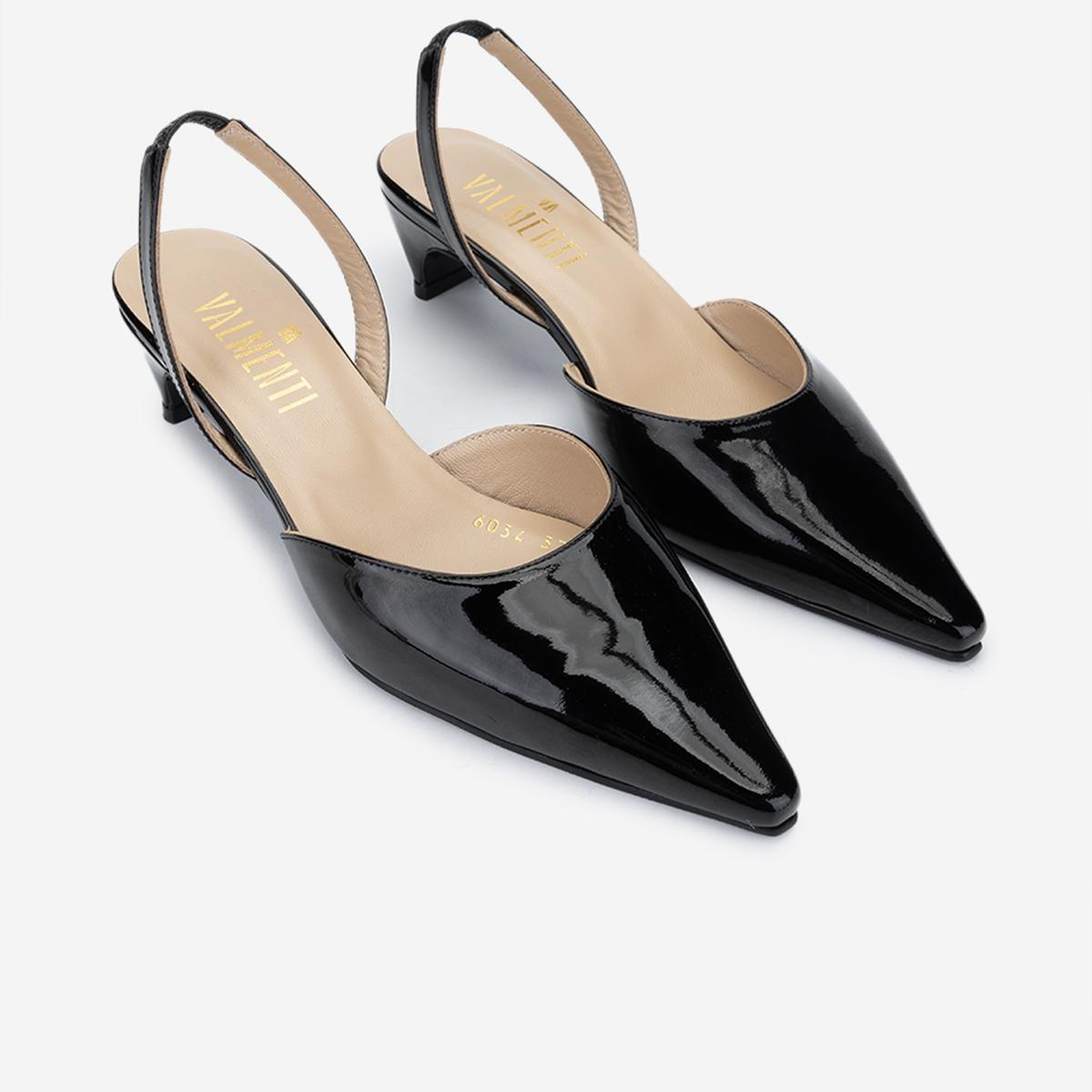 Valmenti Kadın Hakiki Deri Siyah Rugan Slingback Ayakkabı