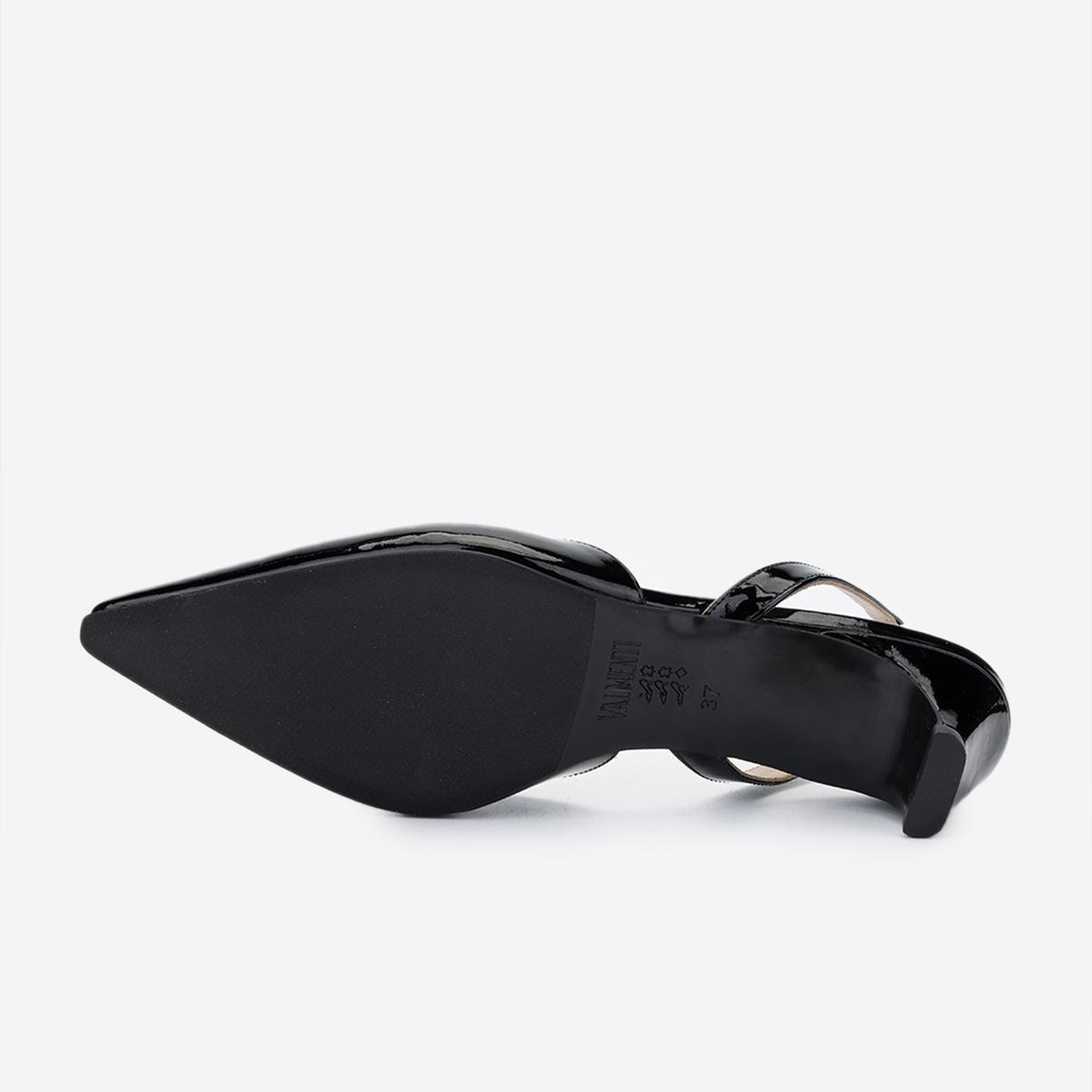 Valmenti Kadın Hakiki Deri Siyah Rugan Slingback Ayakkabı