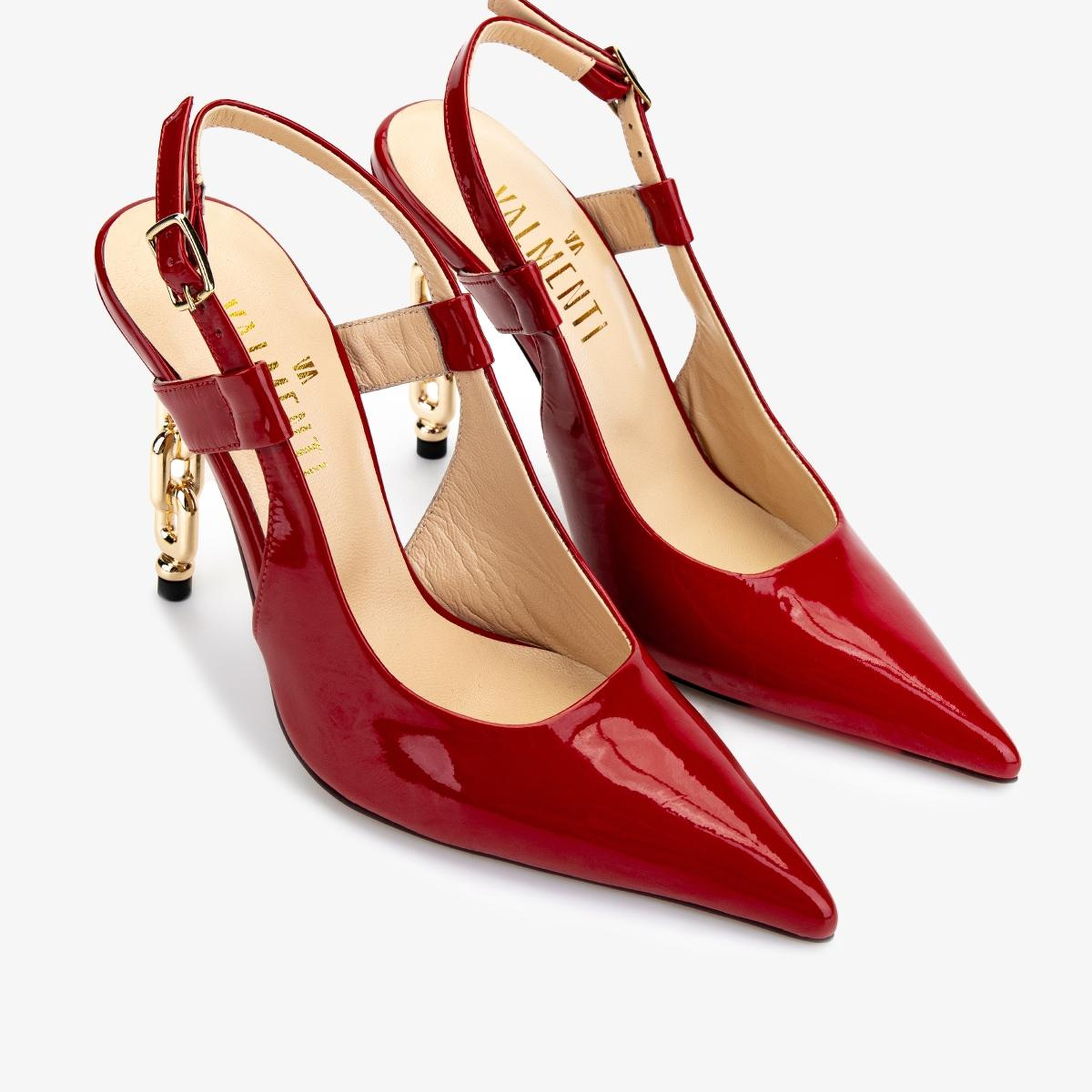Valmenti Kadın Hakiki Deri Kırmızı Rugan Slingback Ayakkabı