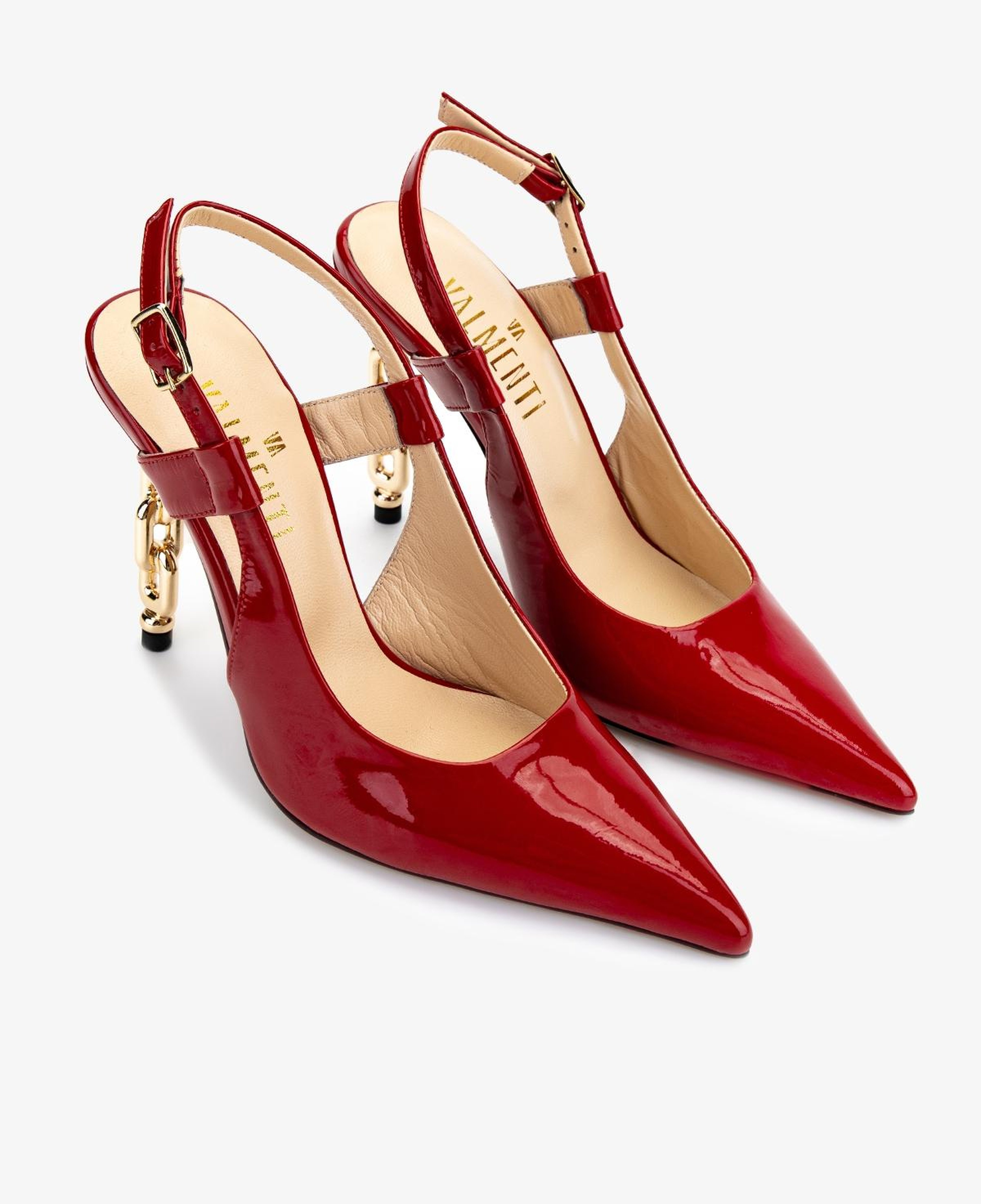 Valmenti Kadın Hakiki Deri Kırmızı Rugan Slingback Ayakkabı
