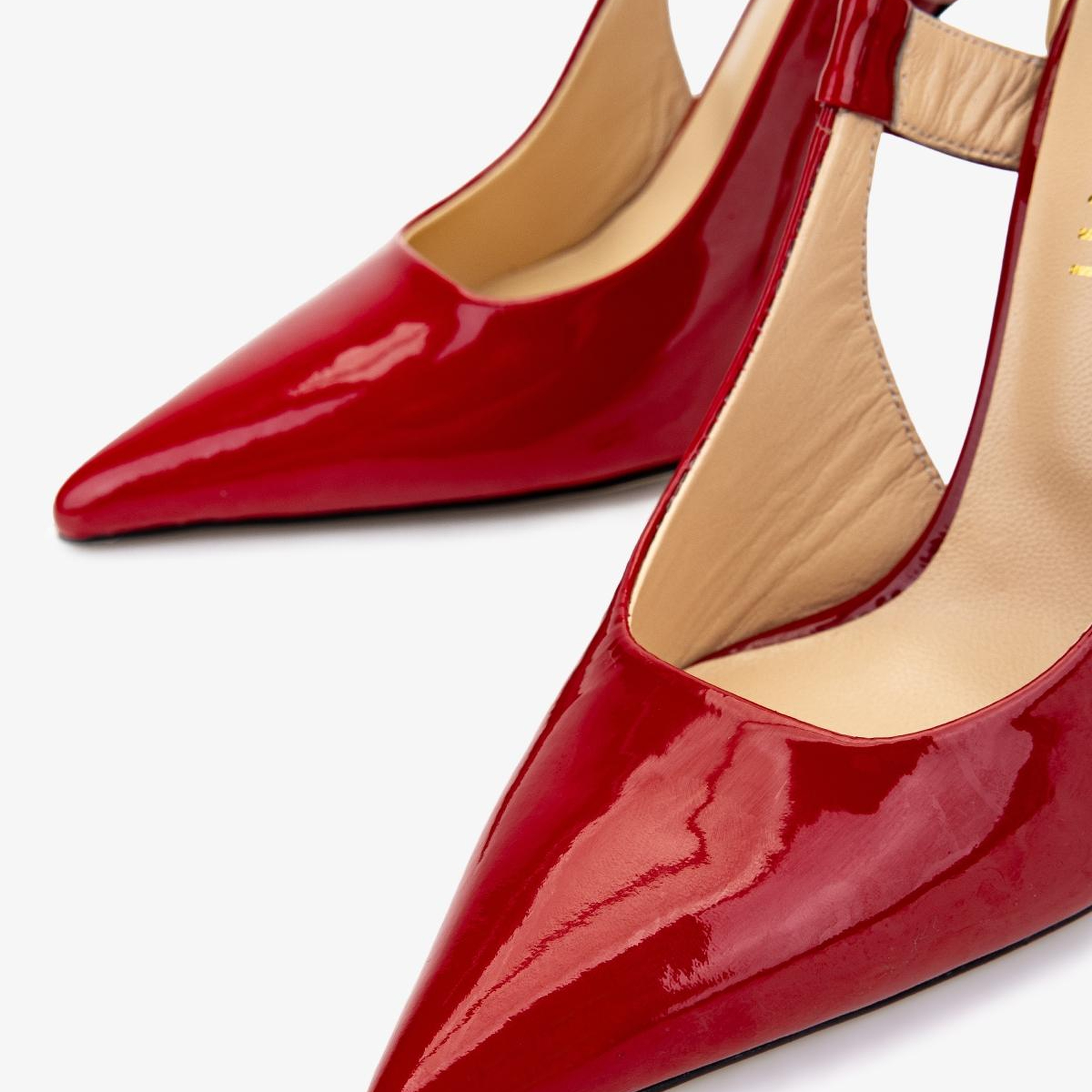 Valmenti Kadın Hakiki Deri Kırmızı Rugan Slingback Ayakkabı