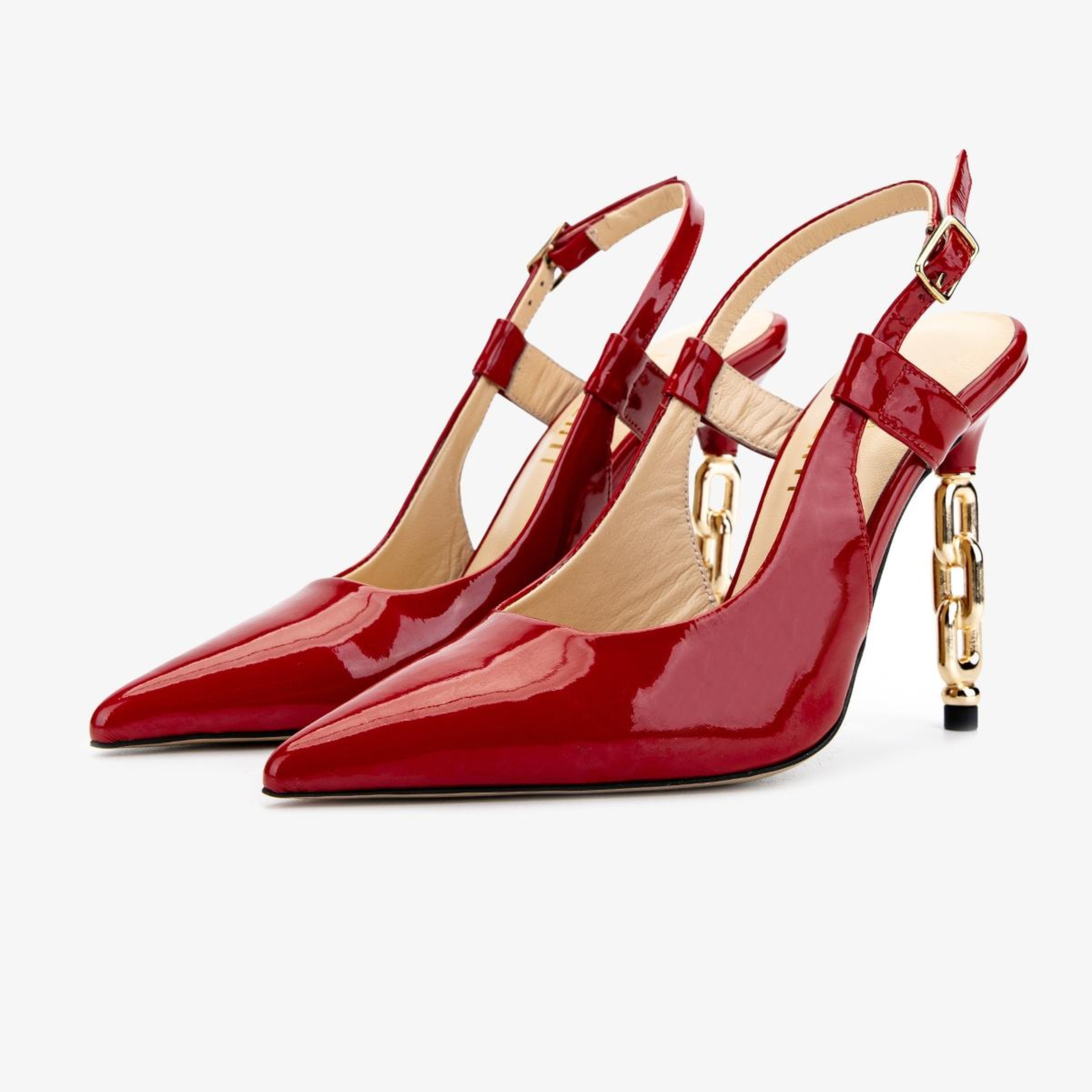 Valmenti Kadın Hakiki Deri Kırmızı Rugan Slingback Ayakkabı