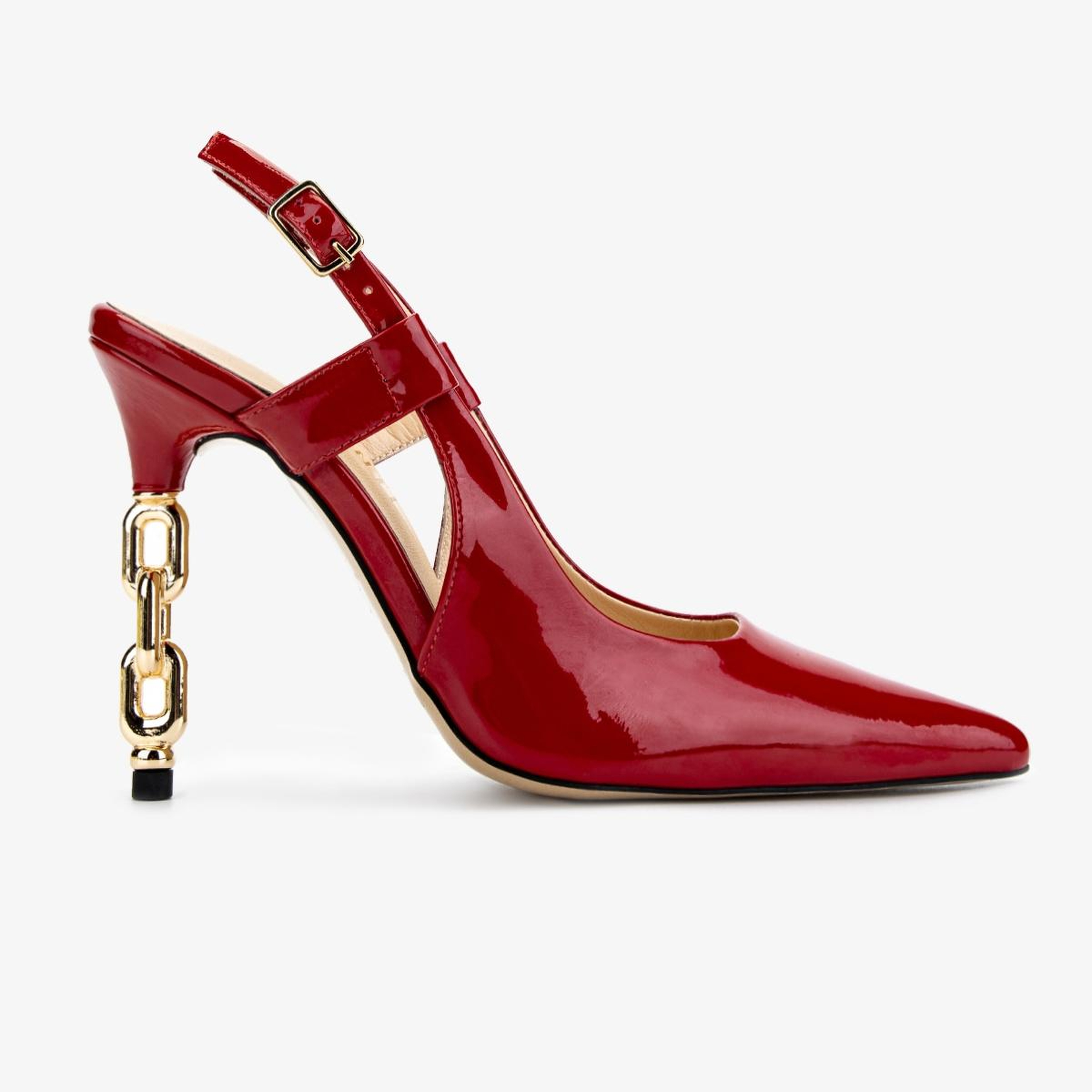 Valmenti Kadın Hakiki Deri Kırmızı Rugan Slingback Ayakkabı