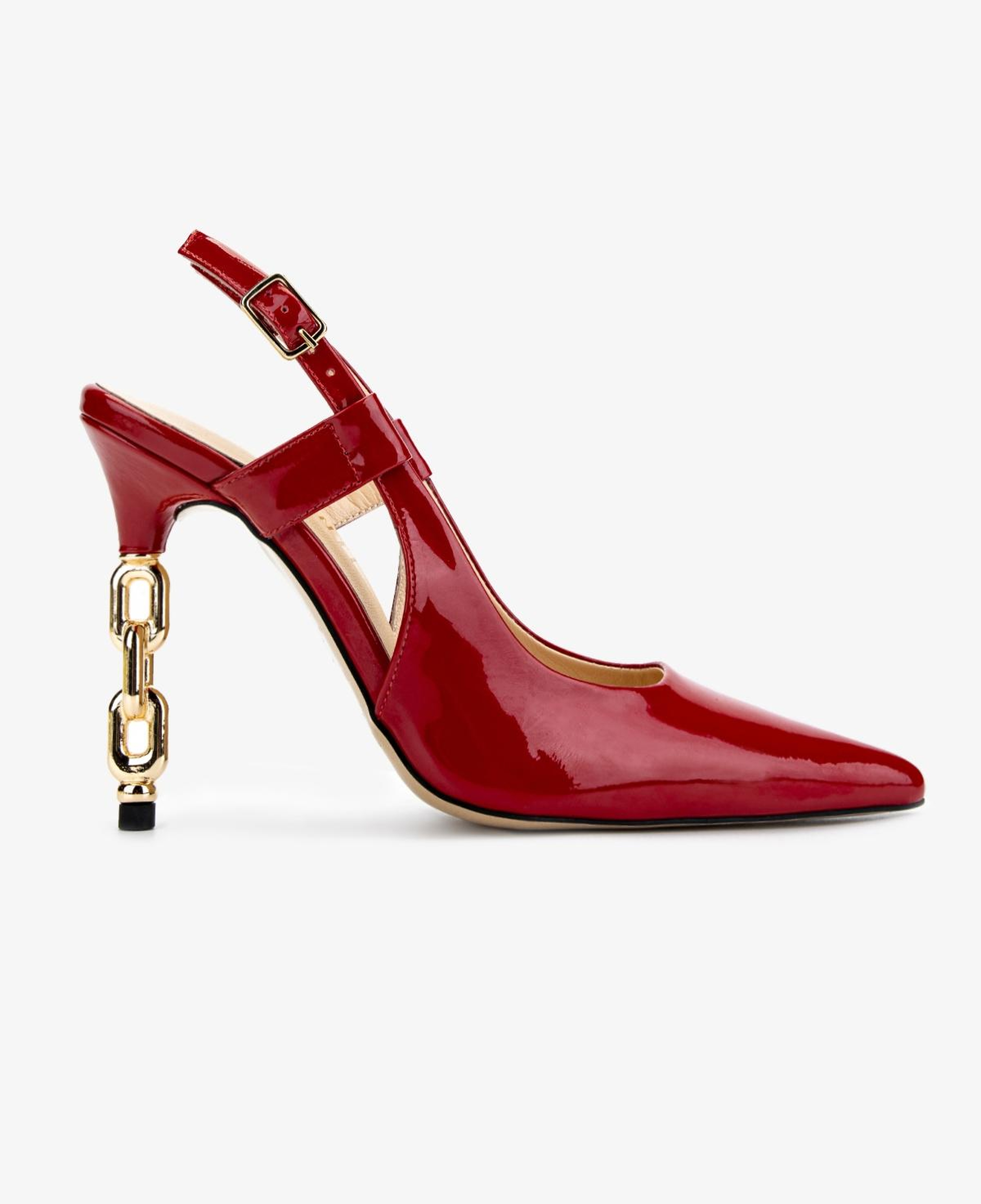 Valmenti Kadın Hakiki Deri Kırmızı Rugan Slingback Ayakkabı