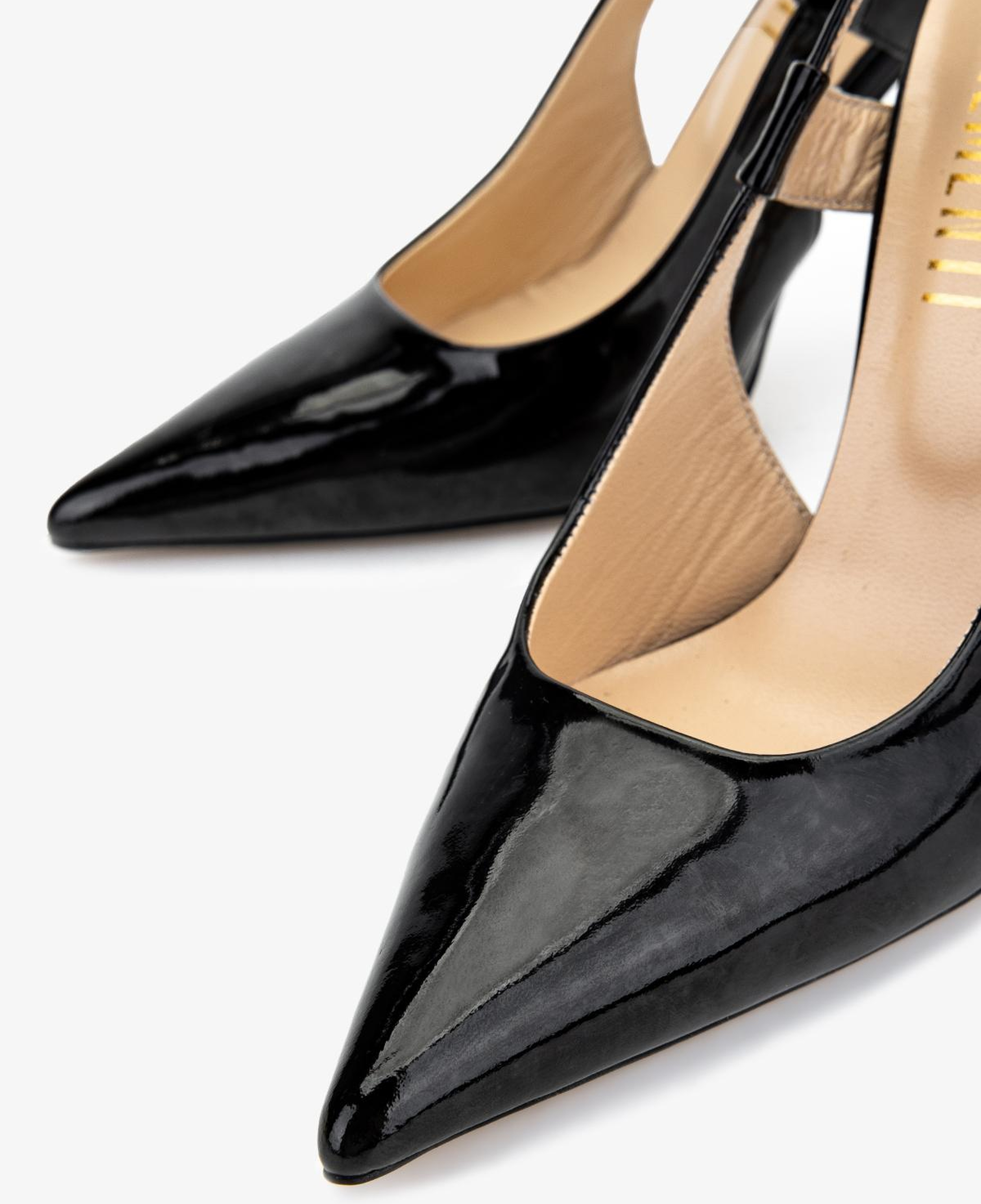 Valmenti Kadın Hakiki Deri Siyah Rugan Slingback Ayakkabı