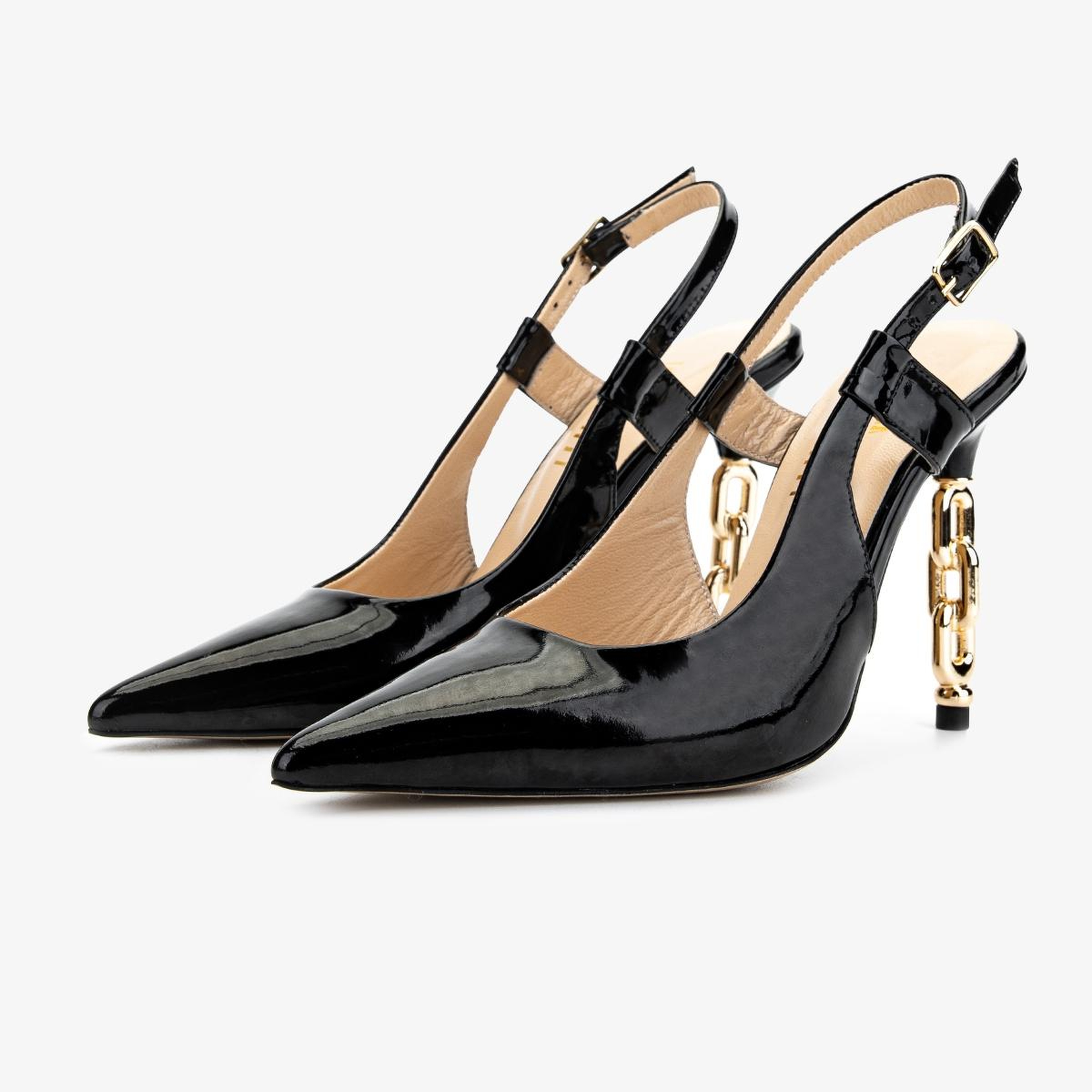 Valmenti Kadın Hakiki Deri Siyah Rugan Slingback Ayakkabı