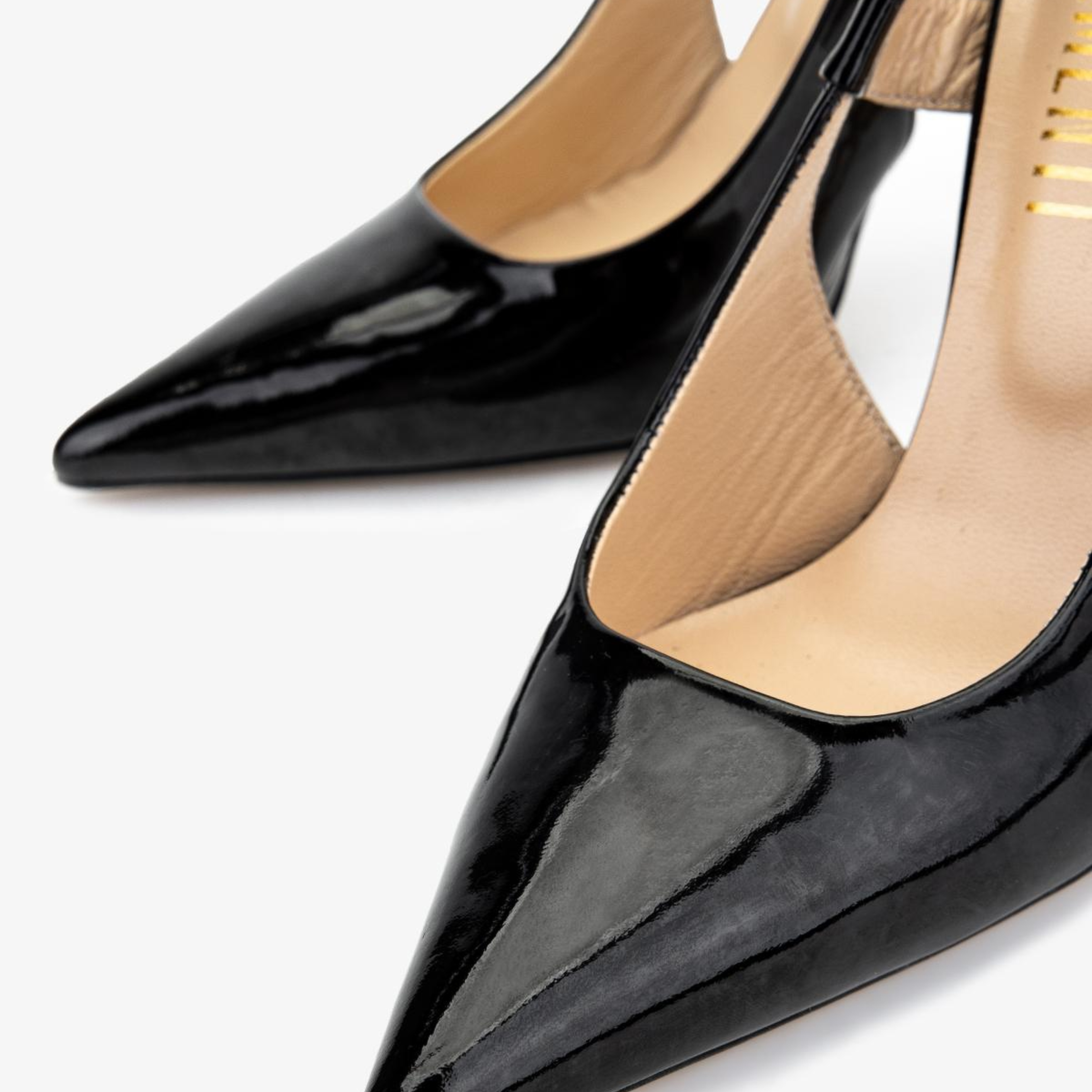 Valmenti Kadın Hakiki Deri Siyah Rugan Slingback Ayakkabı