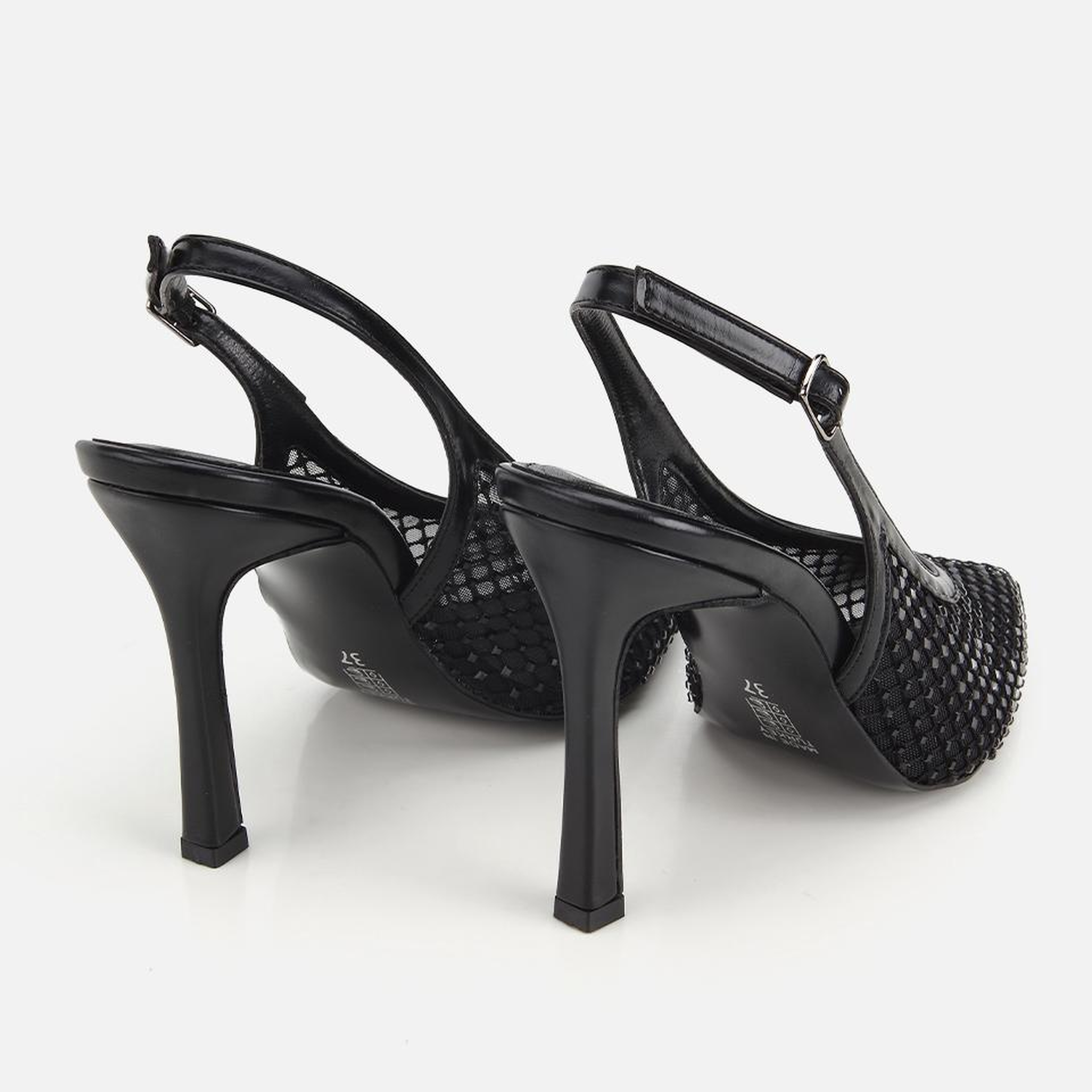 Kadın Siyah Taş Detaylı Arkası Açık Stiletto