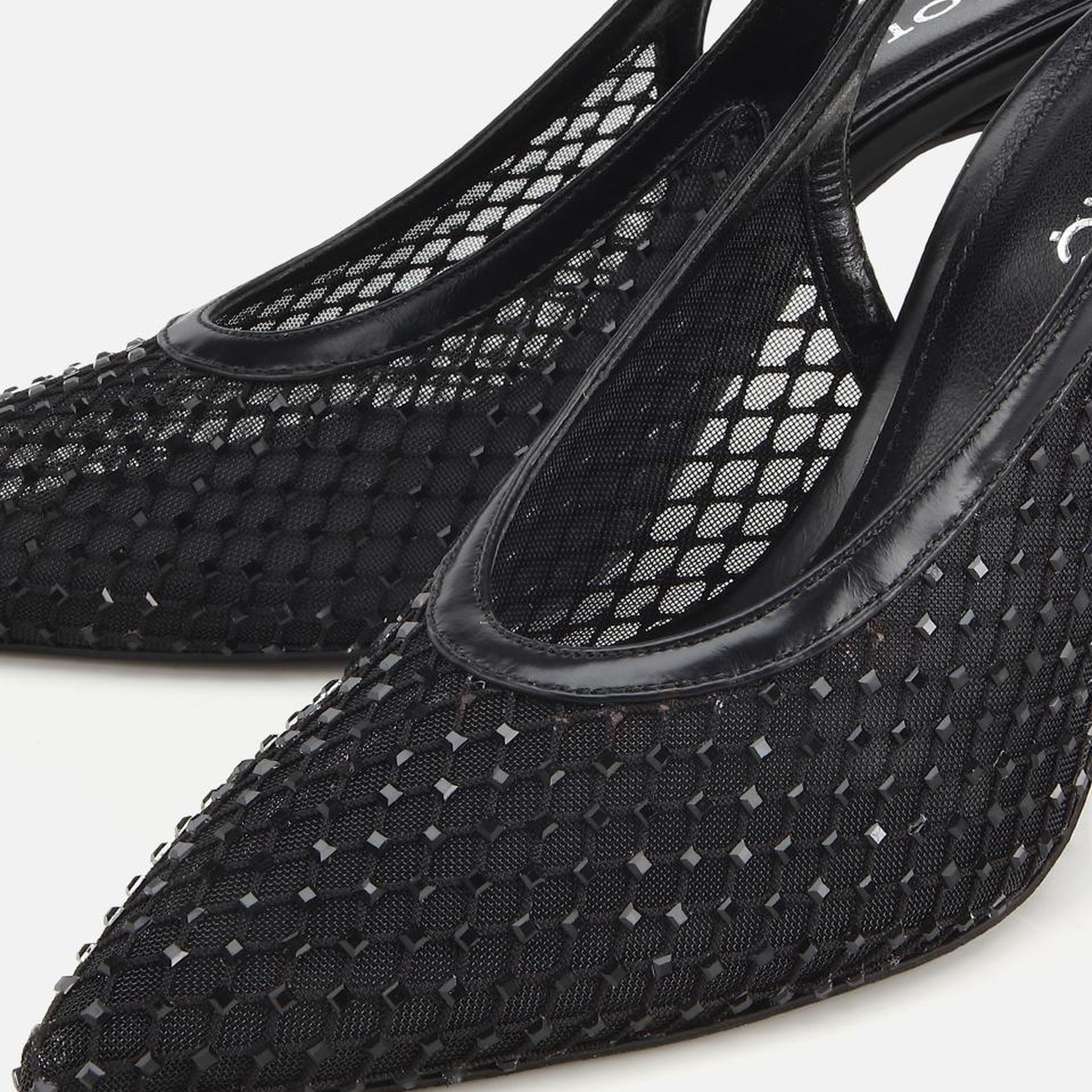 Kadın Siyah Taş Detaylı Arkası Açık Stiletto