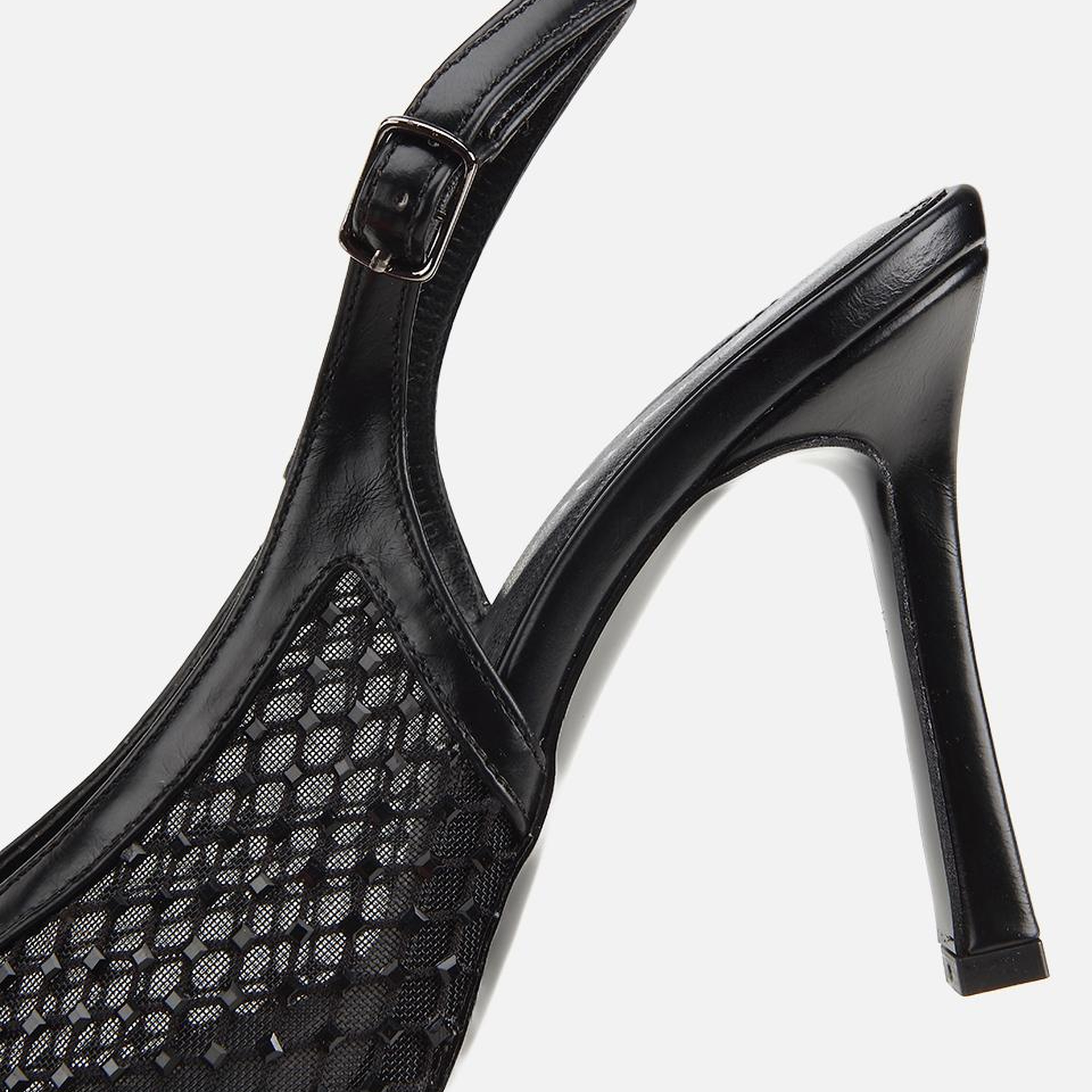 Kadın Siyah Taş Detaylı Arkası Açık Stiletto