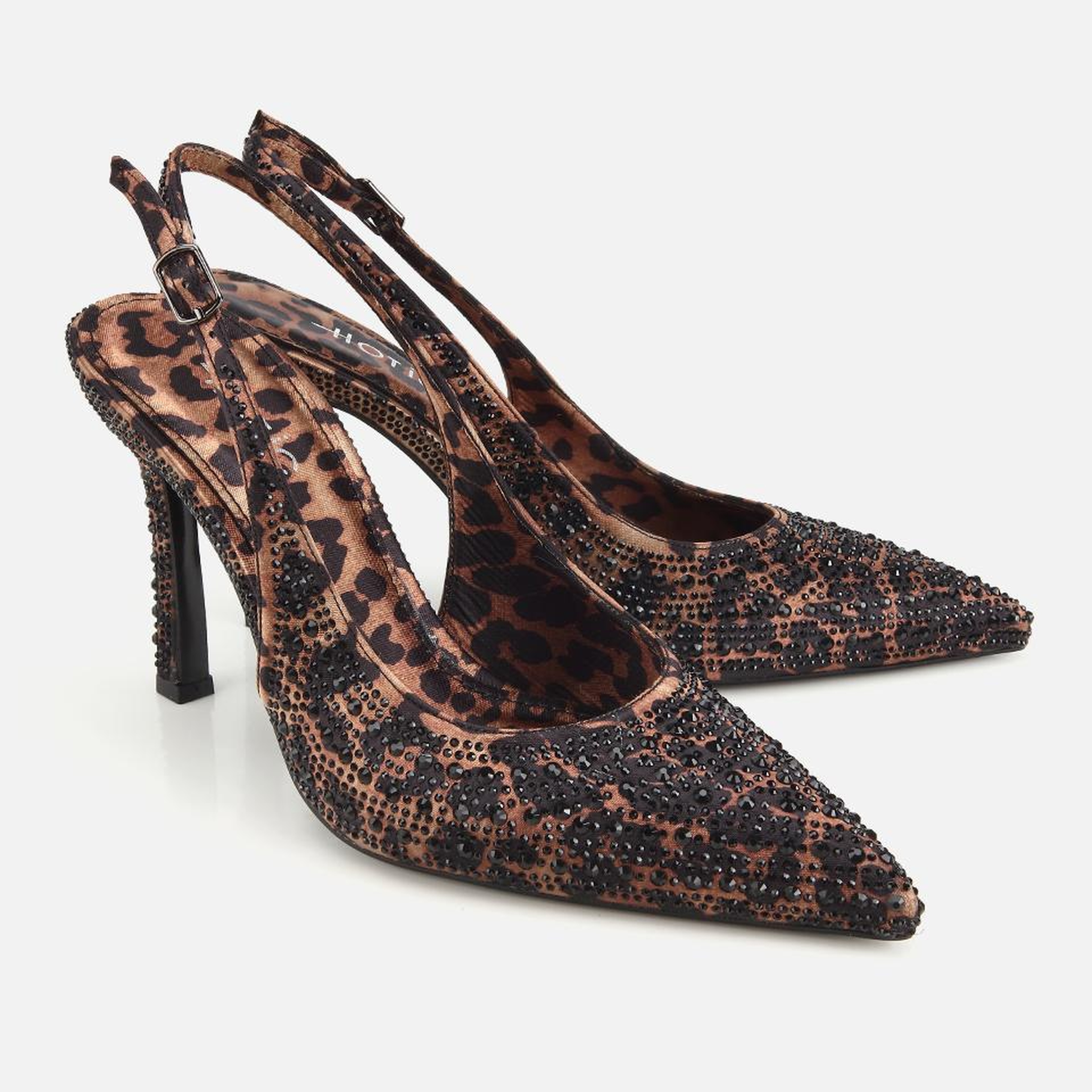 Kadın  Kahverengi Taşlı Arkası Açık Stiletto