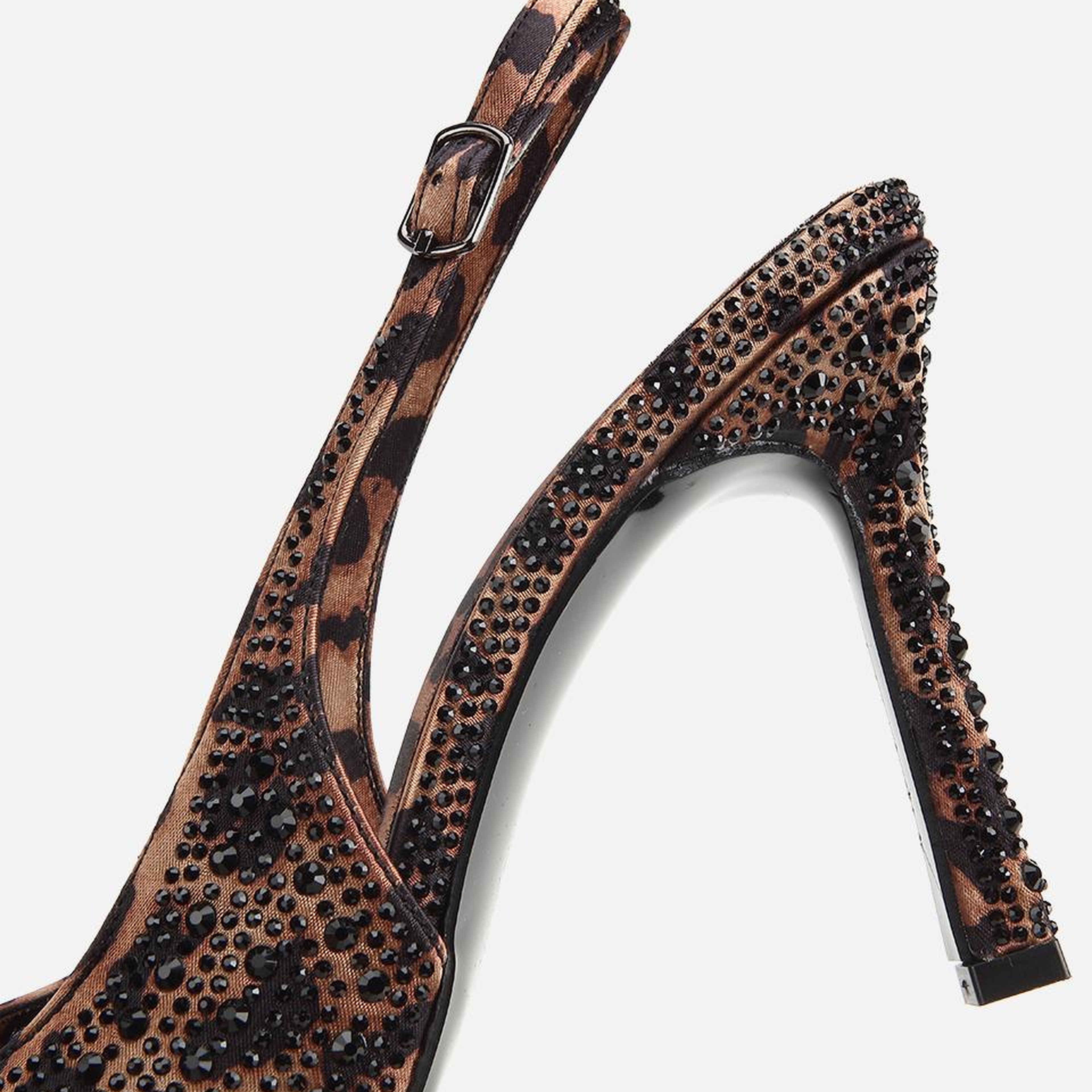 Kadın  Kahverengi Taşlı Arkası Açık Stiletto