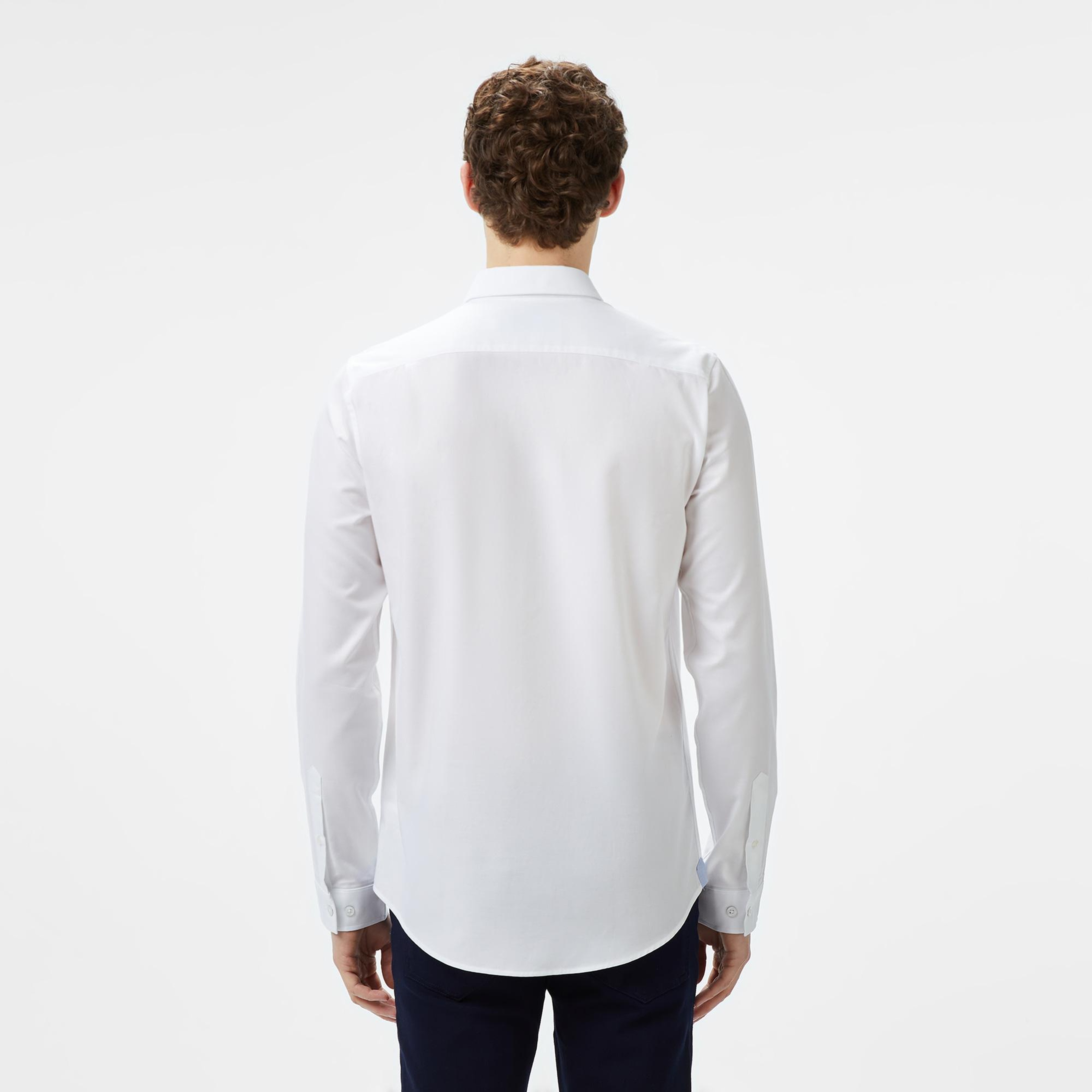Lacoste Erkek Slim Fit Düğmeli Yaka Beyaz Gömlek